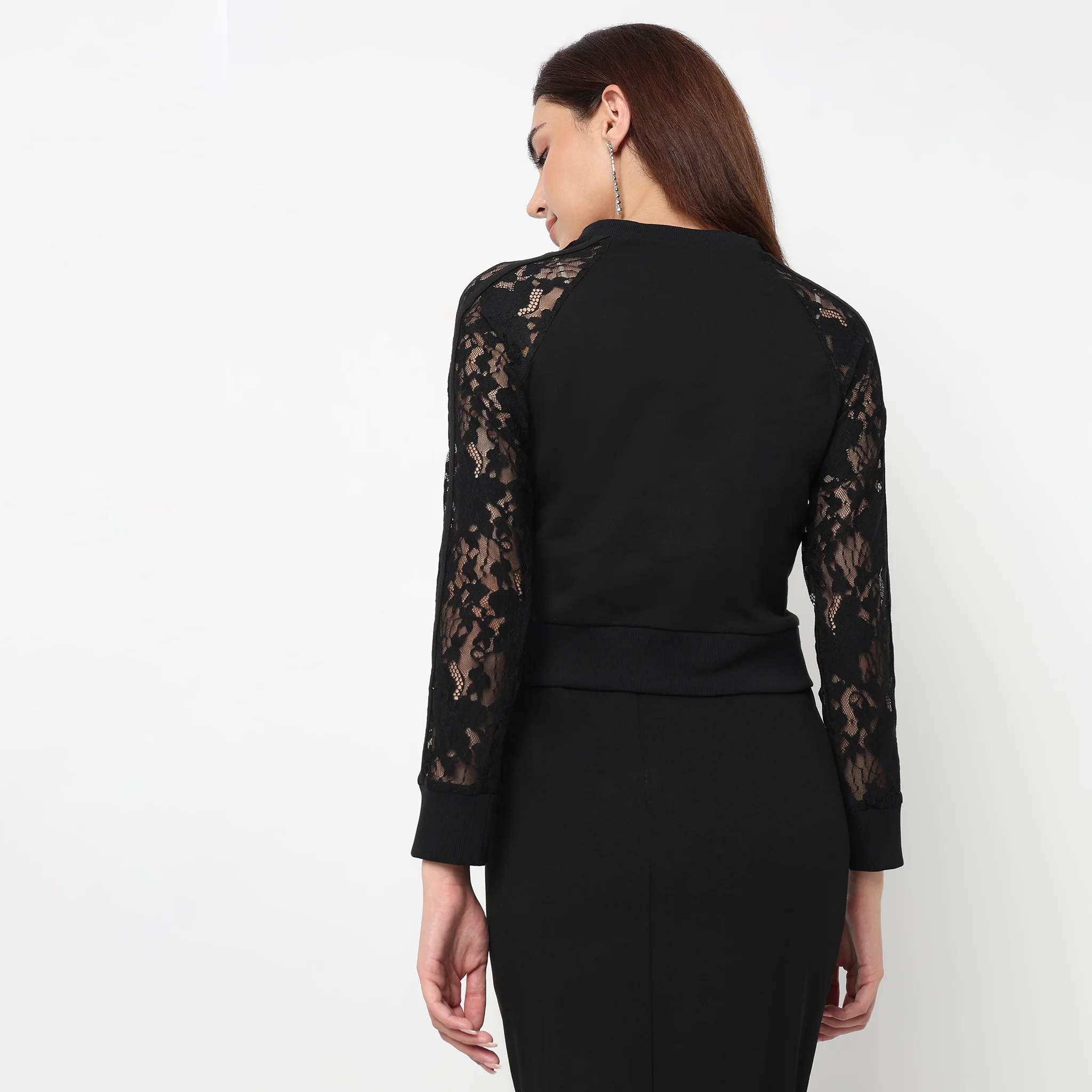 Cotton Lace Sleeve T-Shirt - Image 3