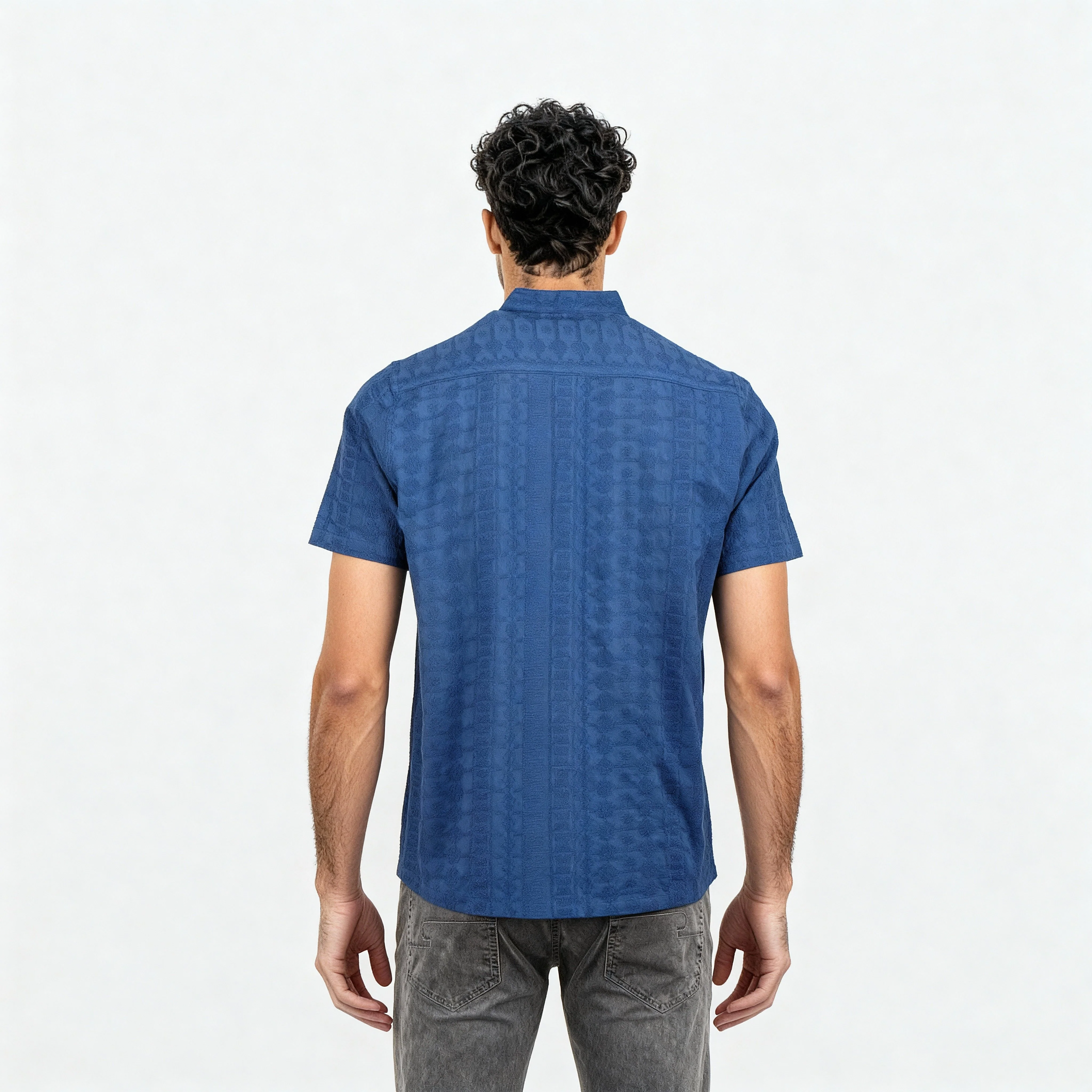 Cotton Mandarin Schiffli Shirt - Image 3