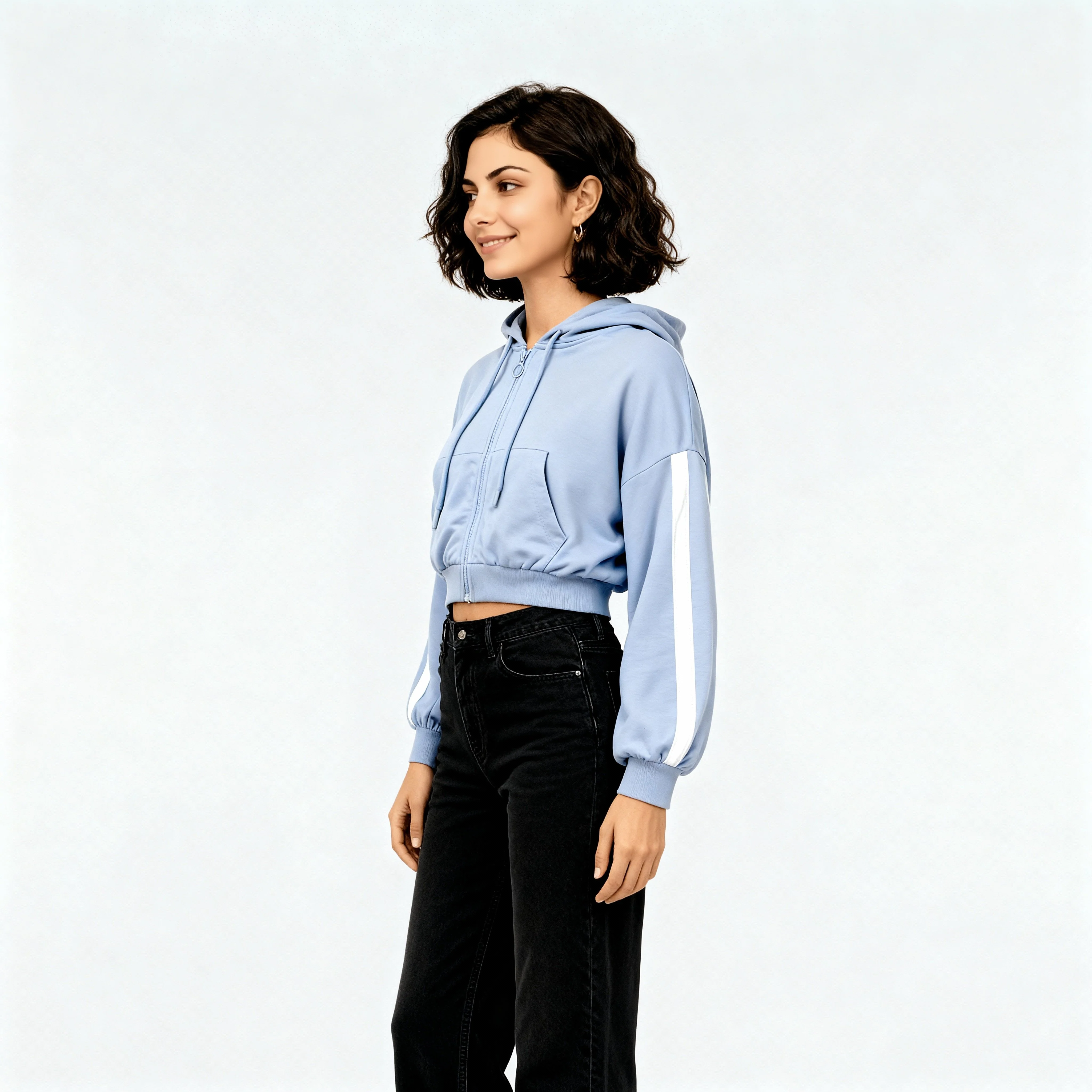 Cotton Oversize Sweatshirt With Front Zipper - Image 5