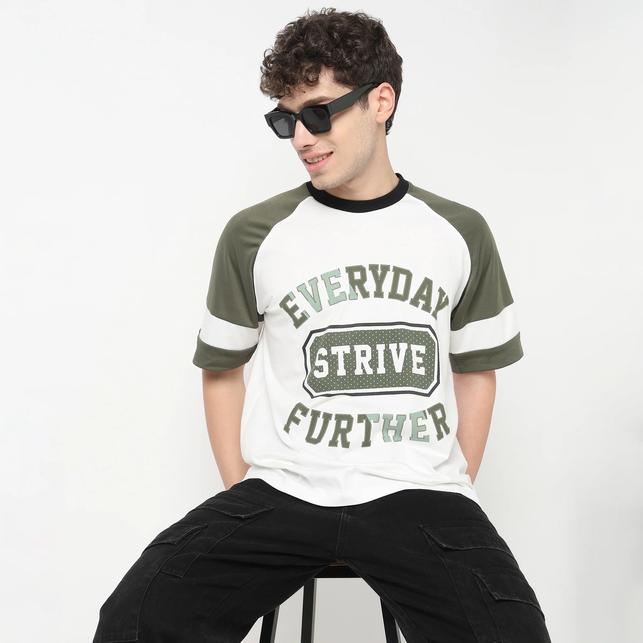Cotton Oversized Crew Neck Drip T-Shirt - Image 2