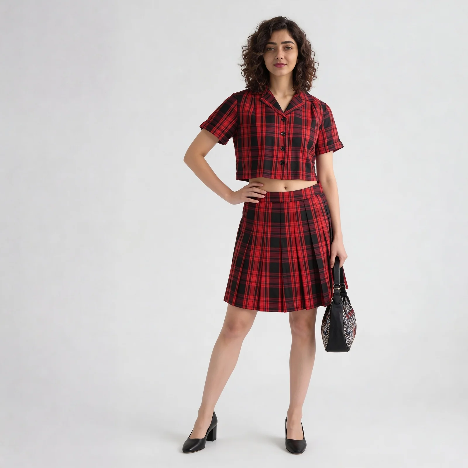 Checkered Above Knee Betty Skirts