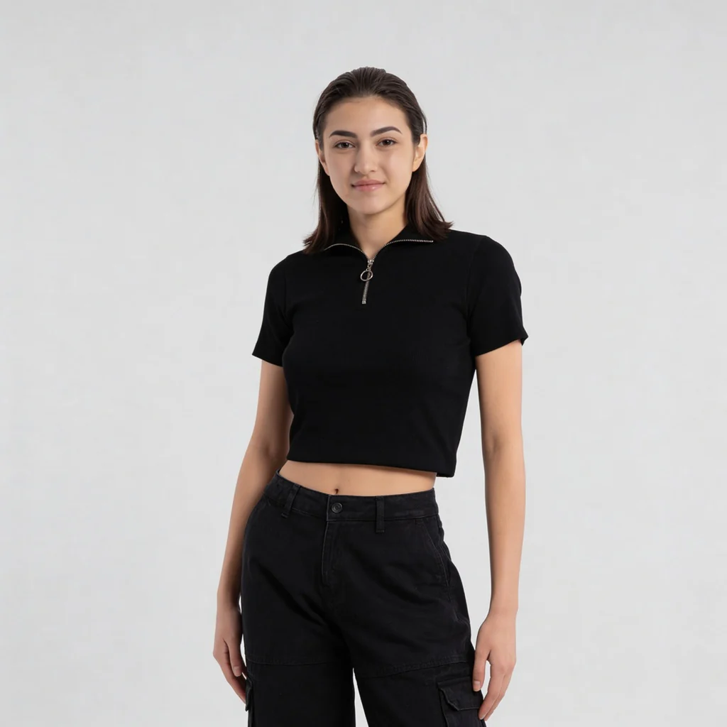 Cotton Polo Neck Slim Fit T-Shirt - Image 2