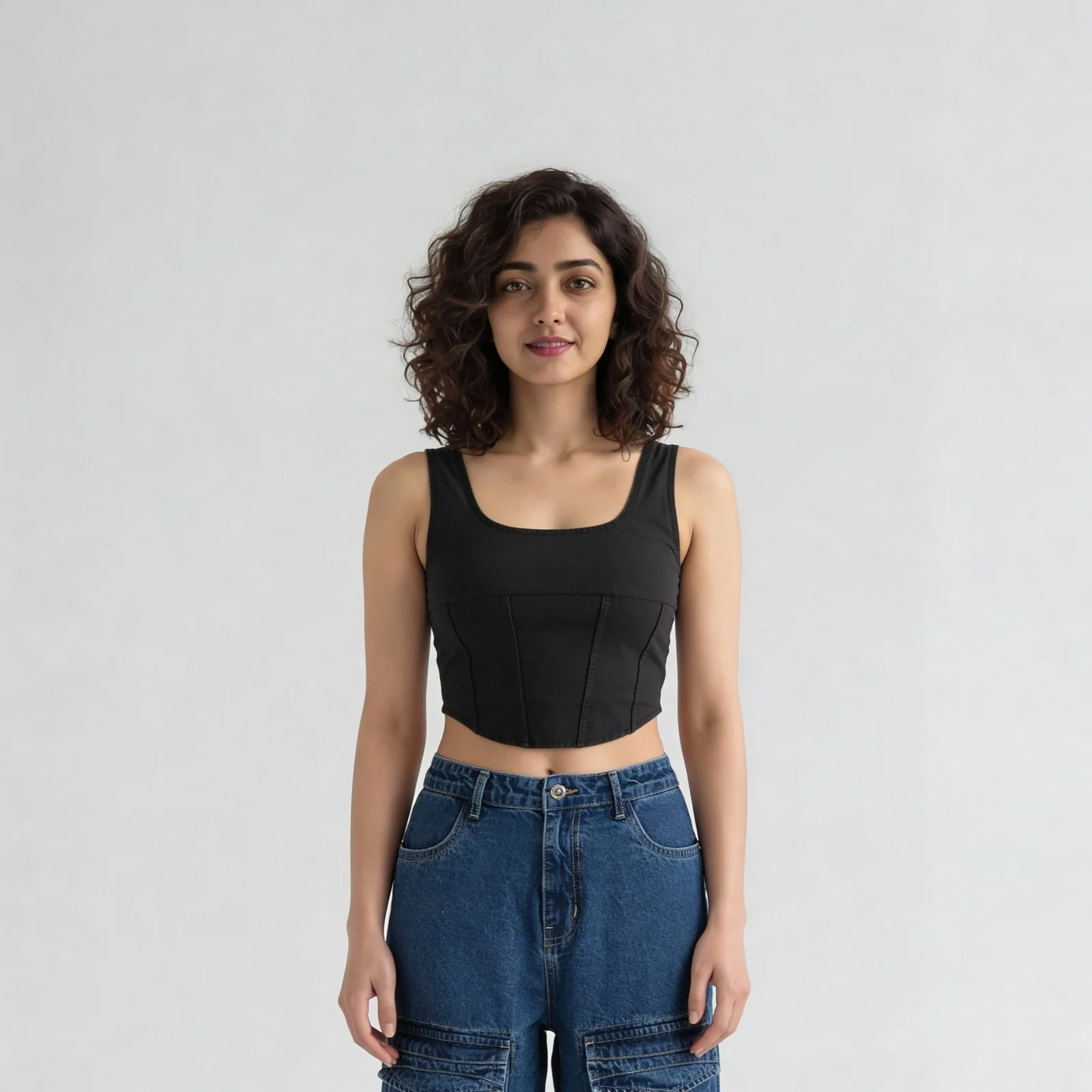 Square Neck Denim Crop Top - Image 2