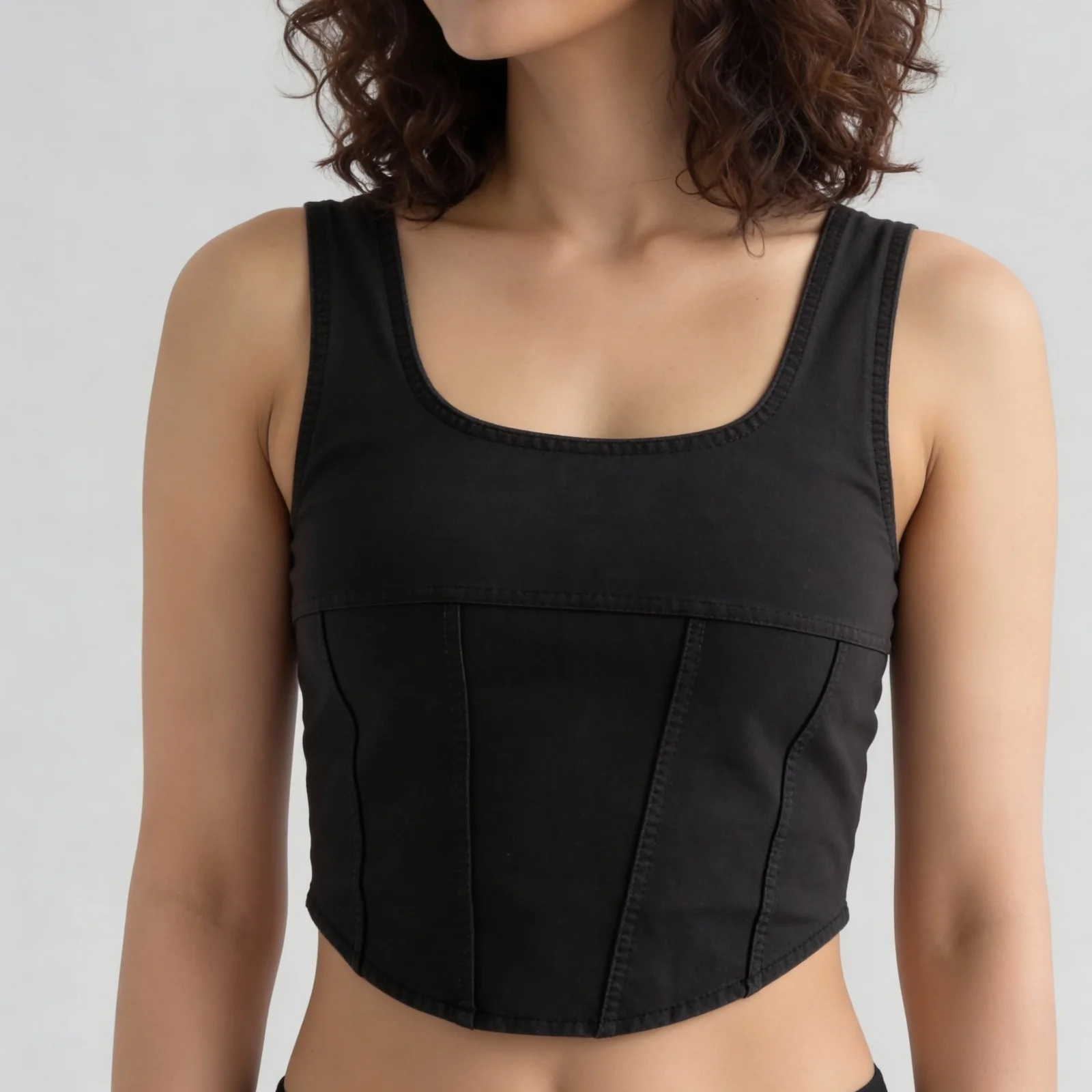 Square Neck Denim Crop Top - Image 4