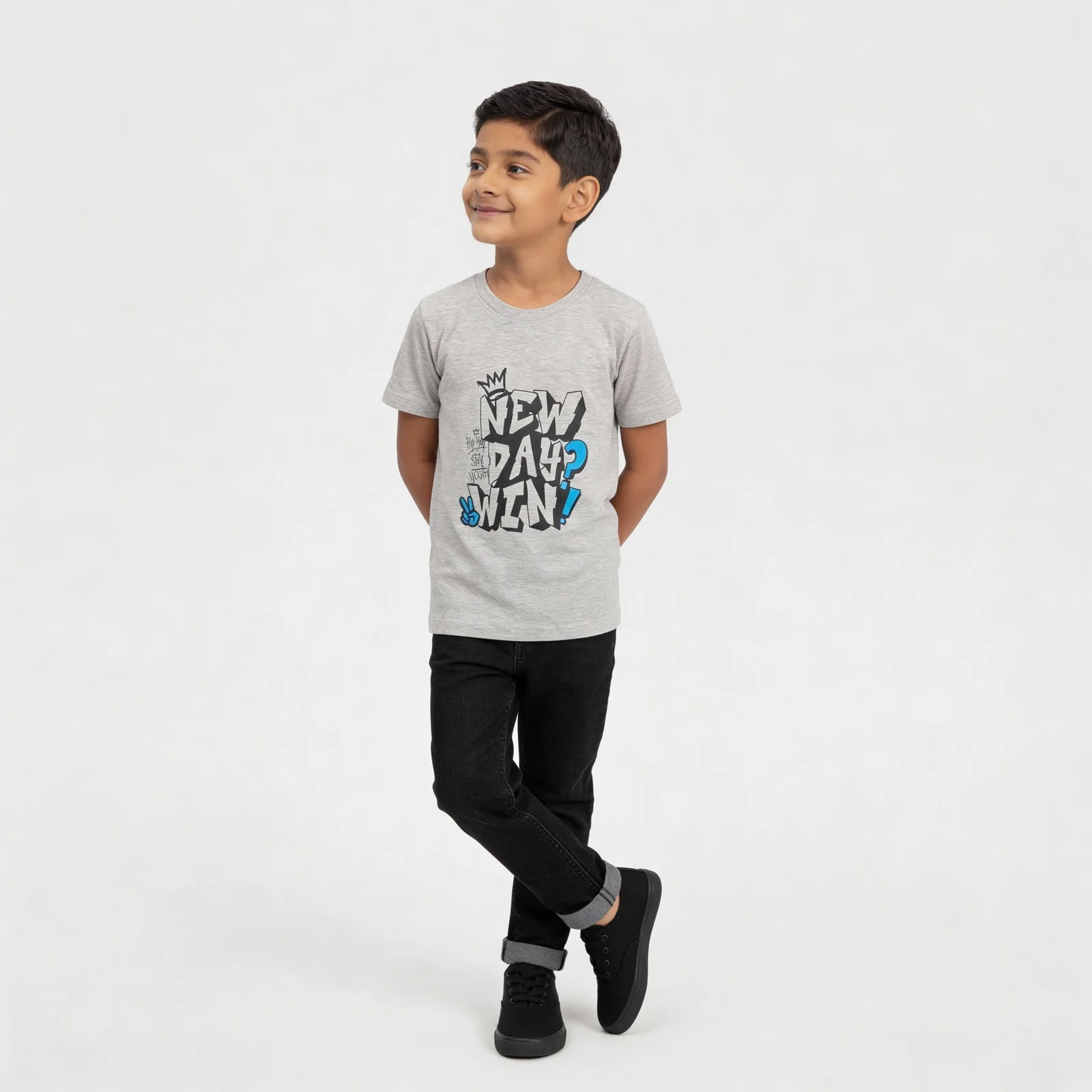 Boys Crew Neck Graphitee
