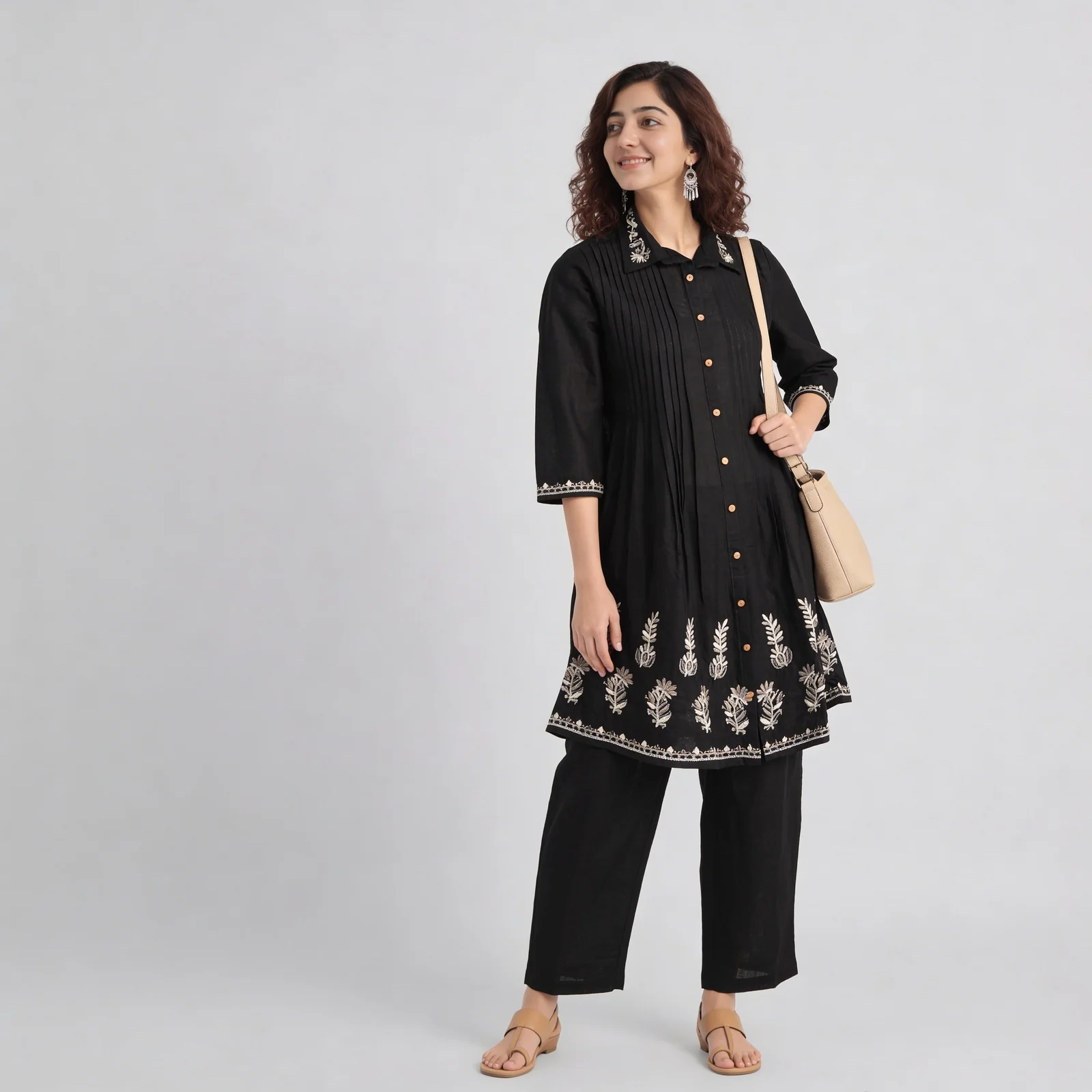 Cotton Printed A Line Kurta with Pant Set