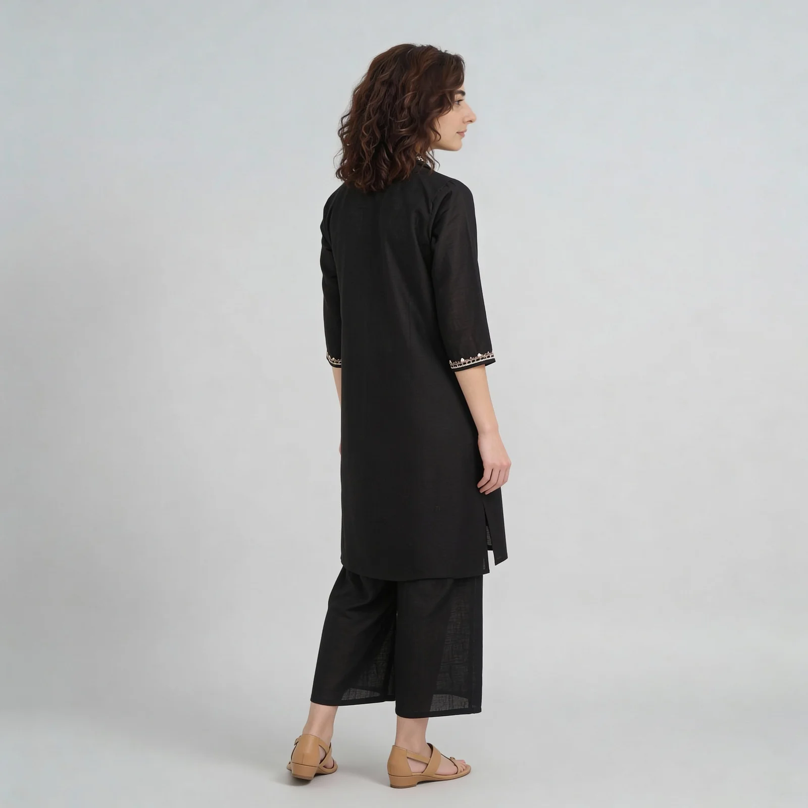 Cotton Printed A Line Kurta with Pant Set - Image 3