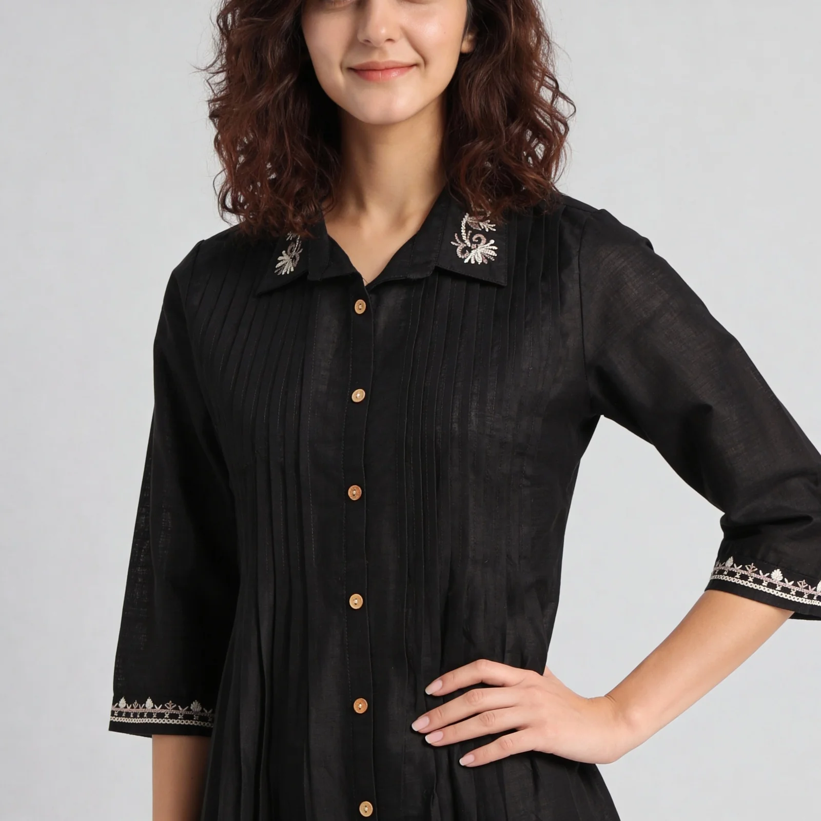 Cotton Printed A Line Kurta with Pant Set - Image 4