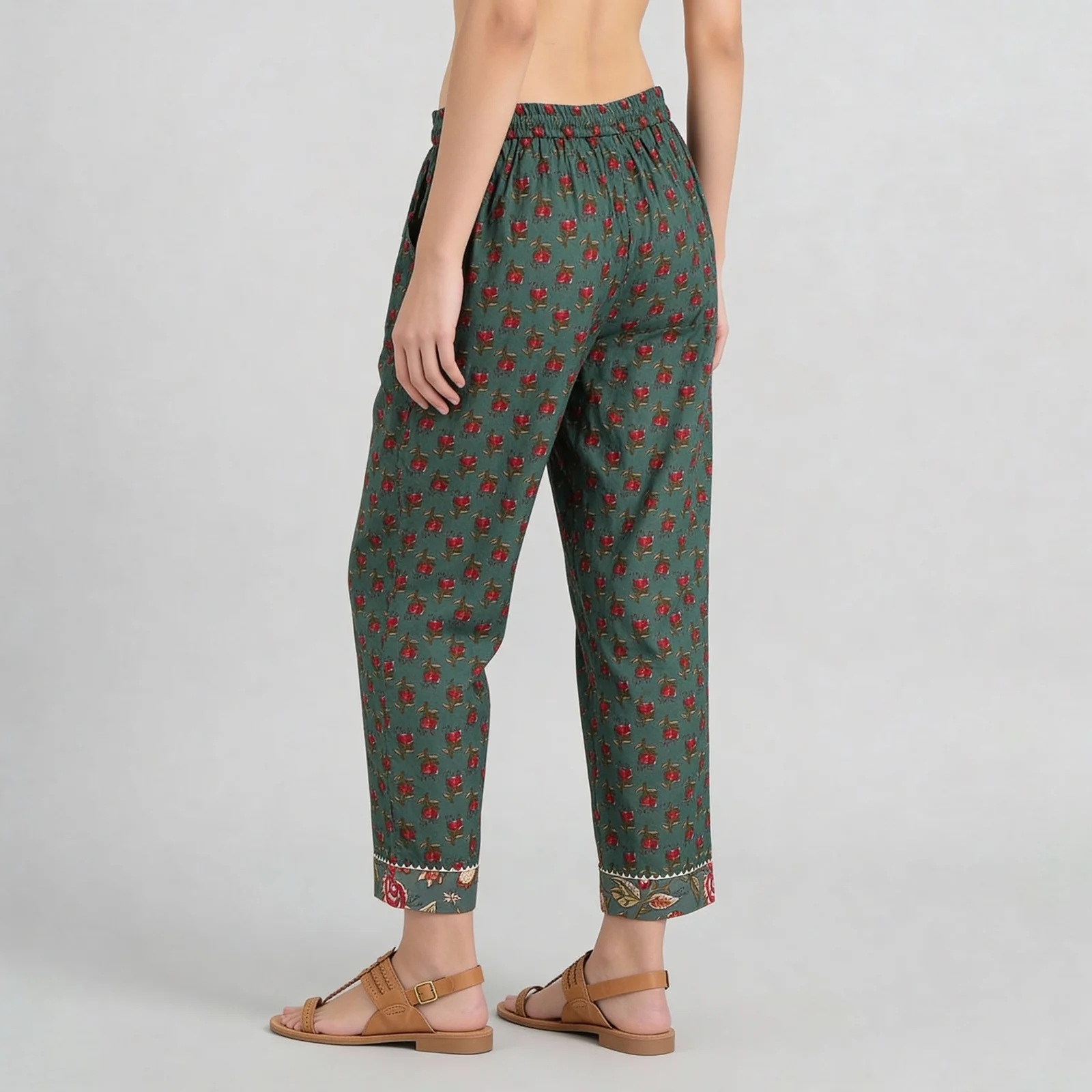 Cotton Printed A-Line Straight Pants - Image 3