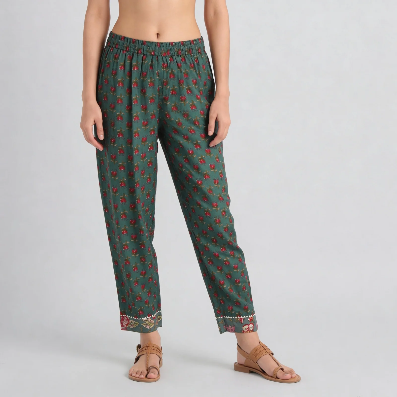 Cotton Printed A-Line Straight Pants - Image 4