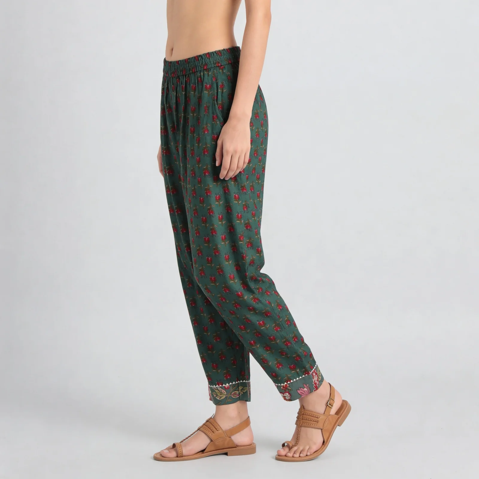Cotton Printed A-Line Straight Pants - Image 5