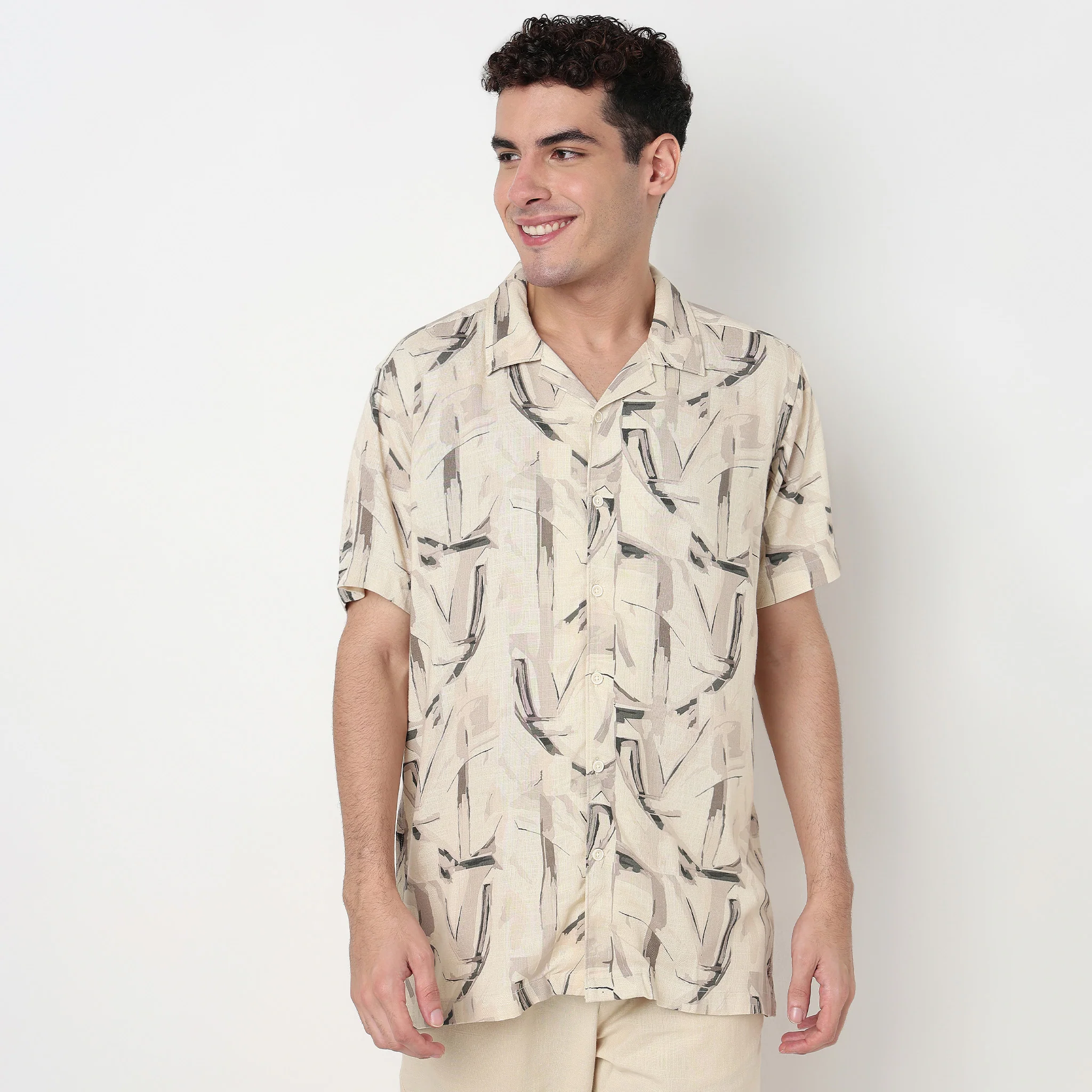 Printed Cotton Cuban Shirt - Image 2