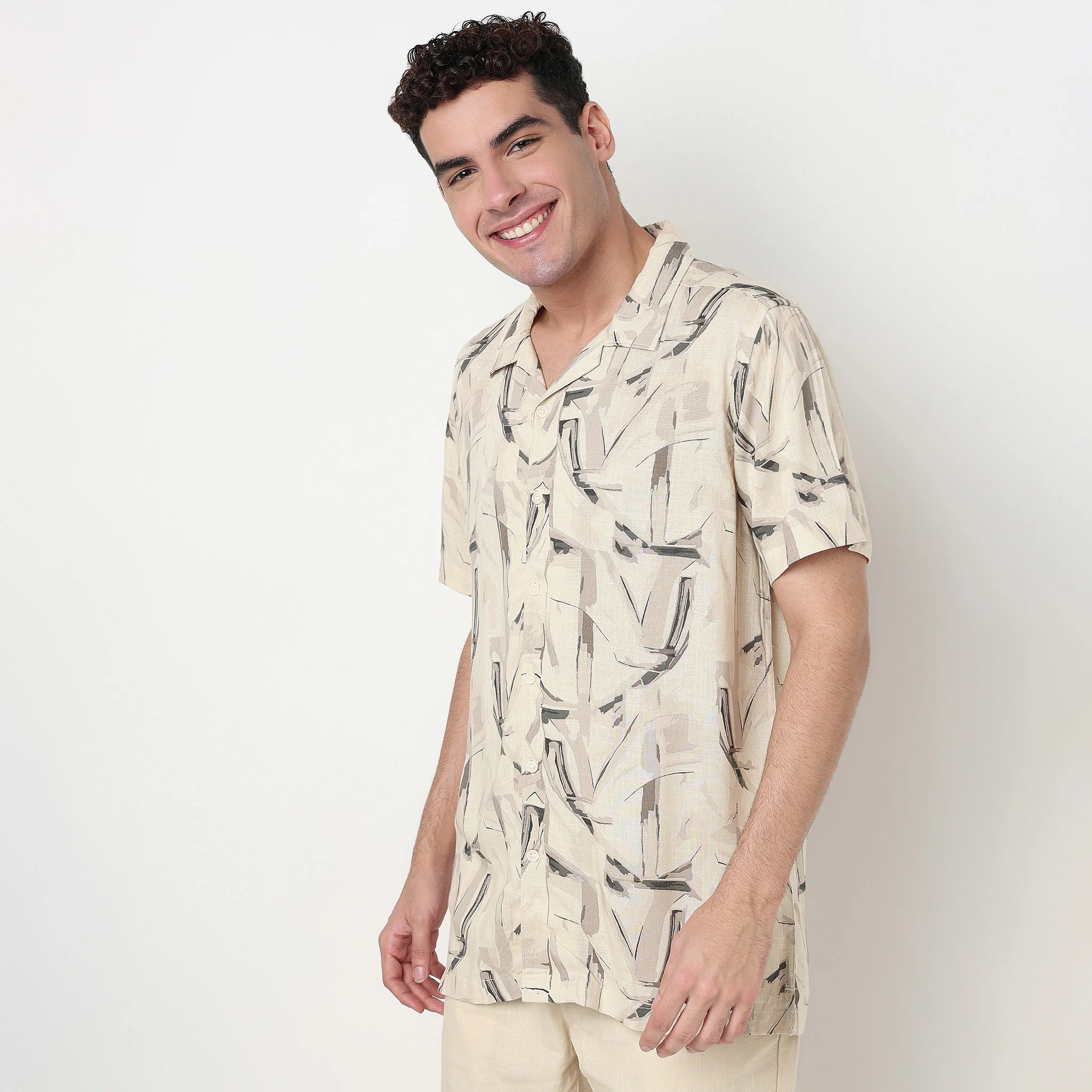 Printed Cotton Cuban Shirt - Image 5