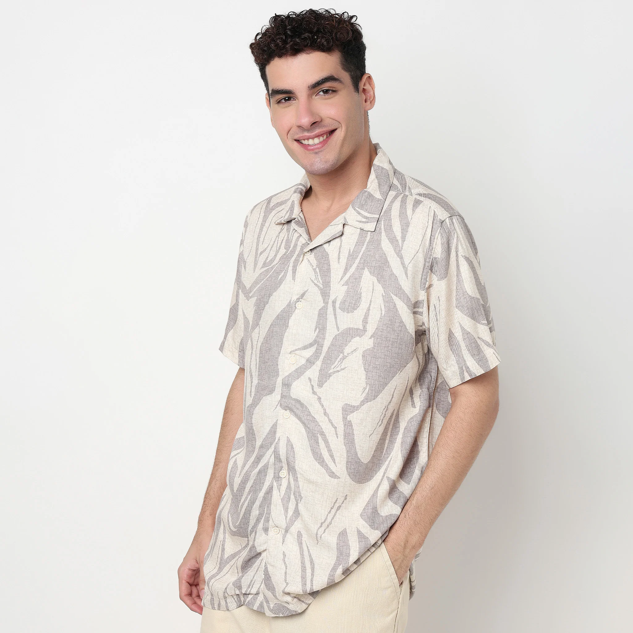 Printed Cotton Cuban Shirt - Image 2
