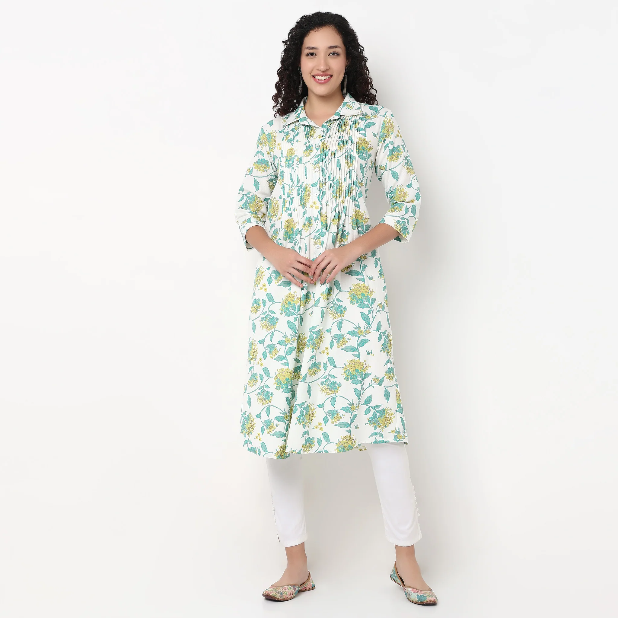 Cotton Printed Flared Kurta - Image 2
