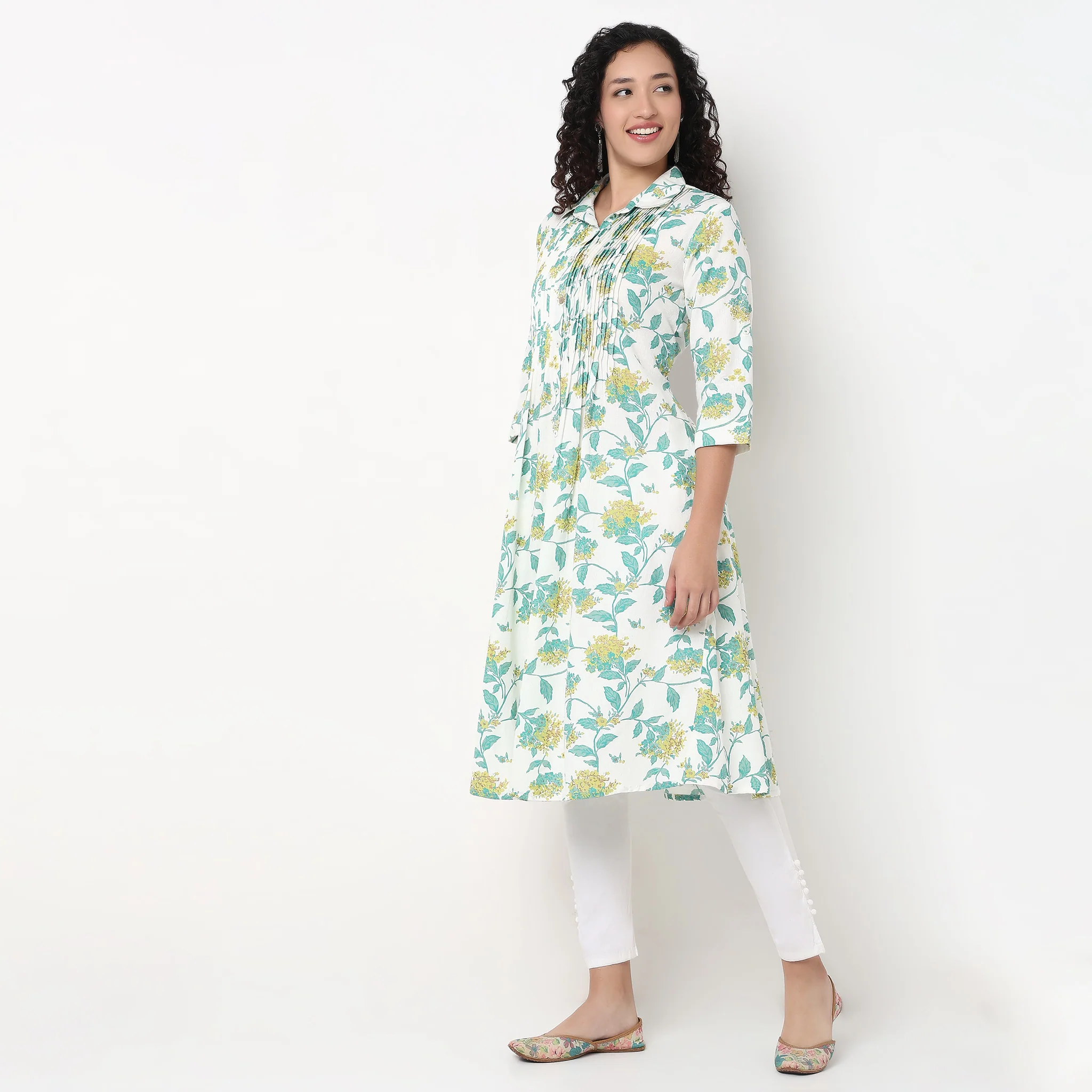 Cotton Printed Flared Kurta - Image 5