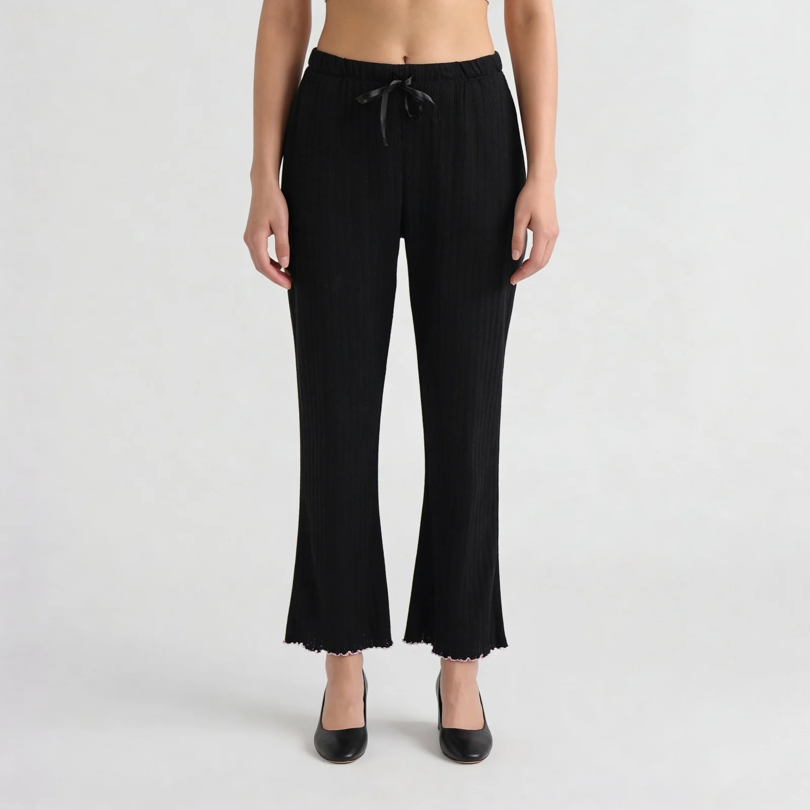 Cotton Structured Crop Top with Pyjama Sleepwear Set - Image 2