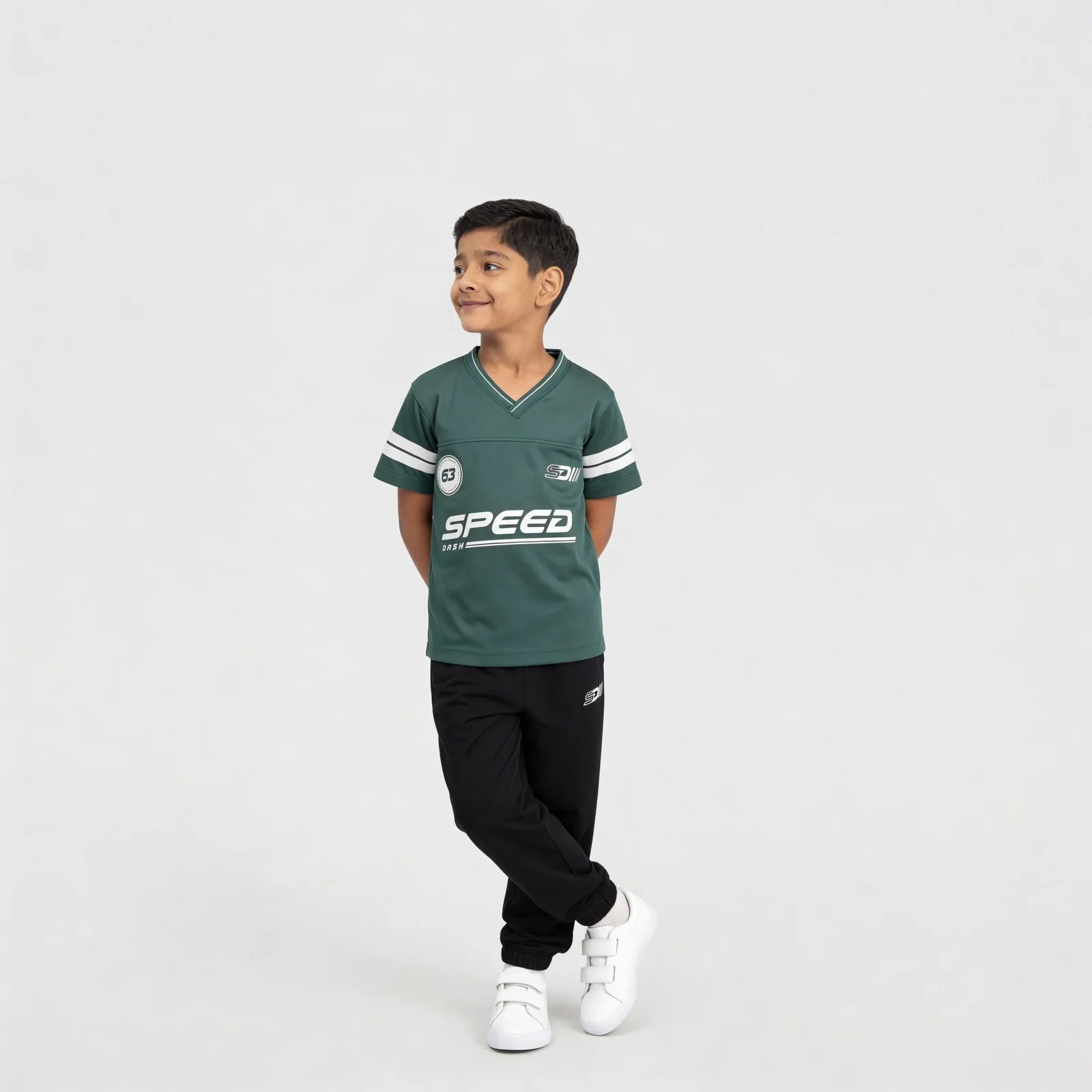 Boys Cotton Printed V-Neck T-Shirt