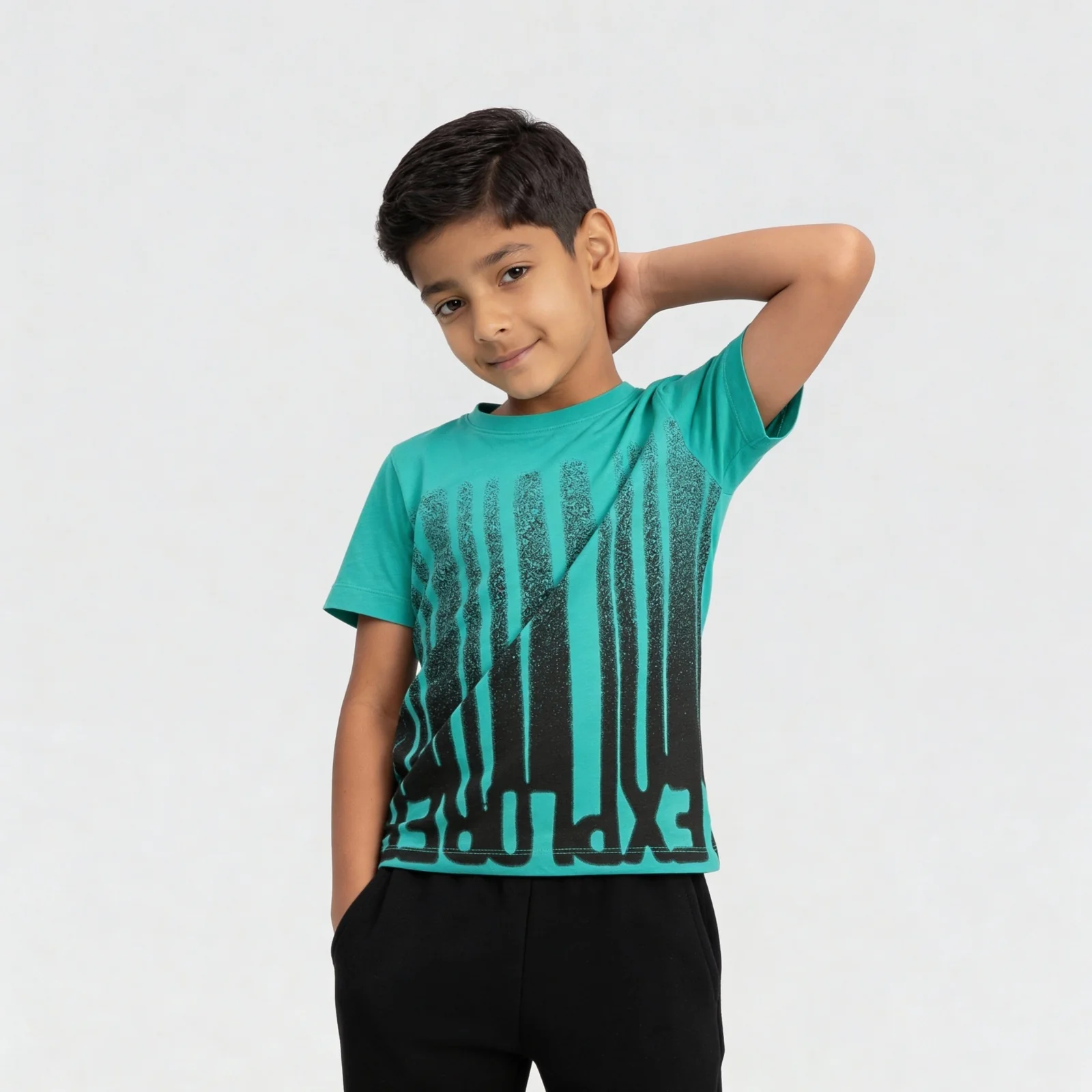Boys Cotton Printed Crew Neck T-Shirt