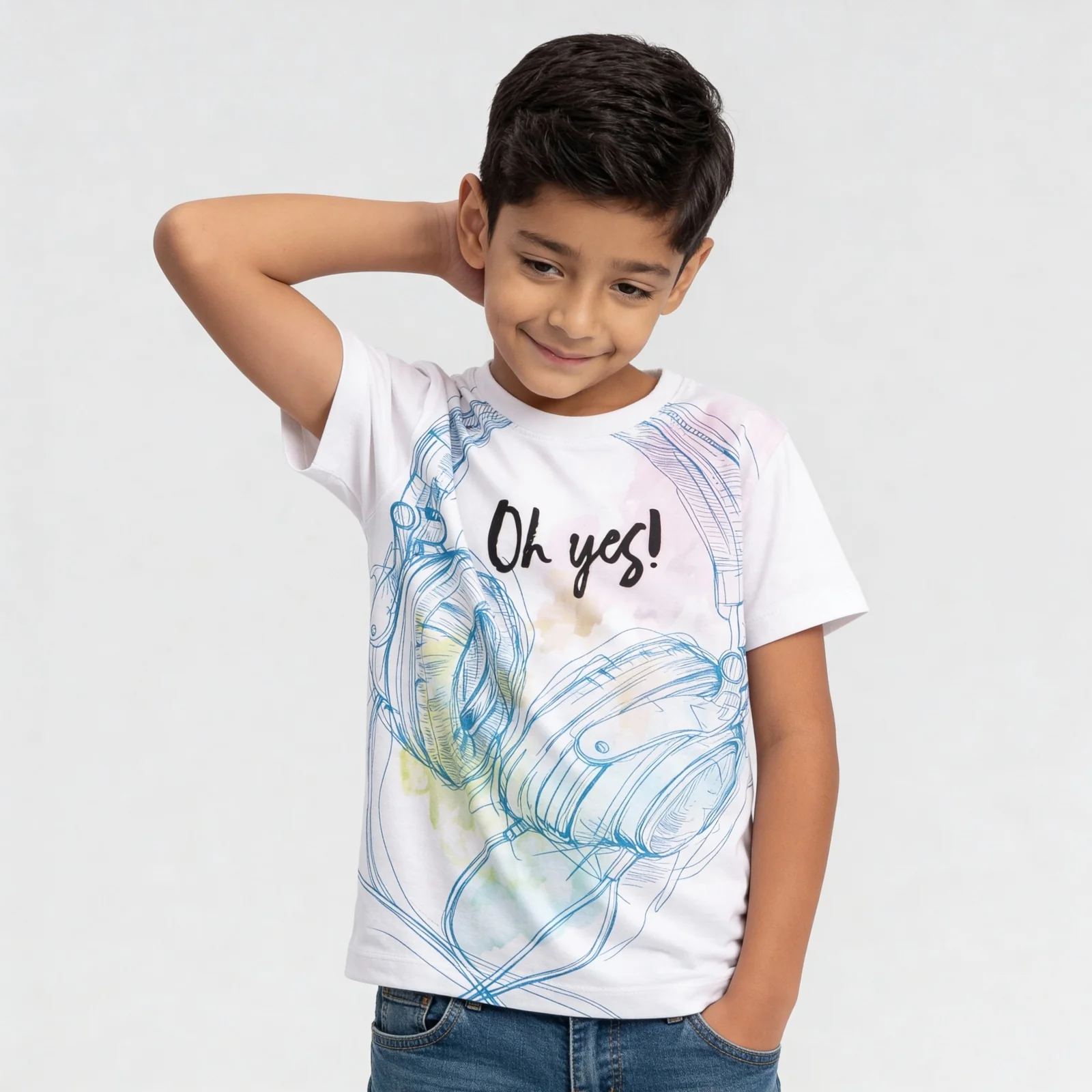 Boys Cotton Printed Crew Neck T-Shirt - Image 2