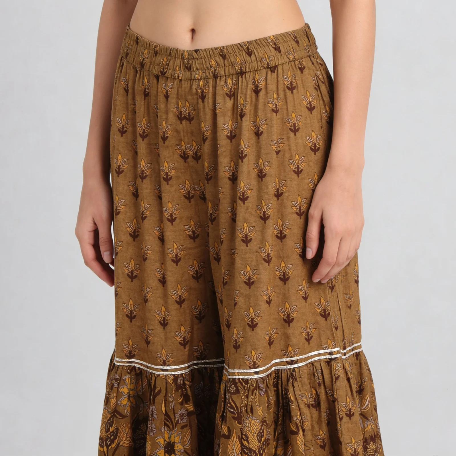 Cotton Printed Kalidar Kurta with Sharara & with Dupatta Set - Image 7