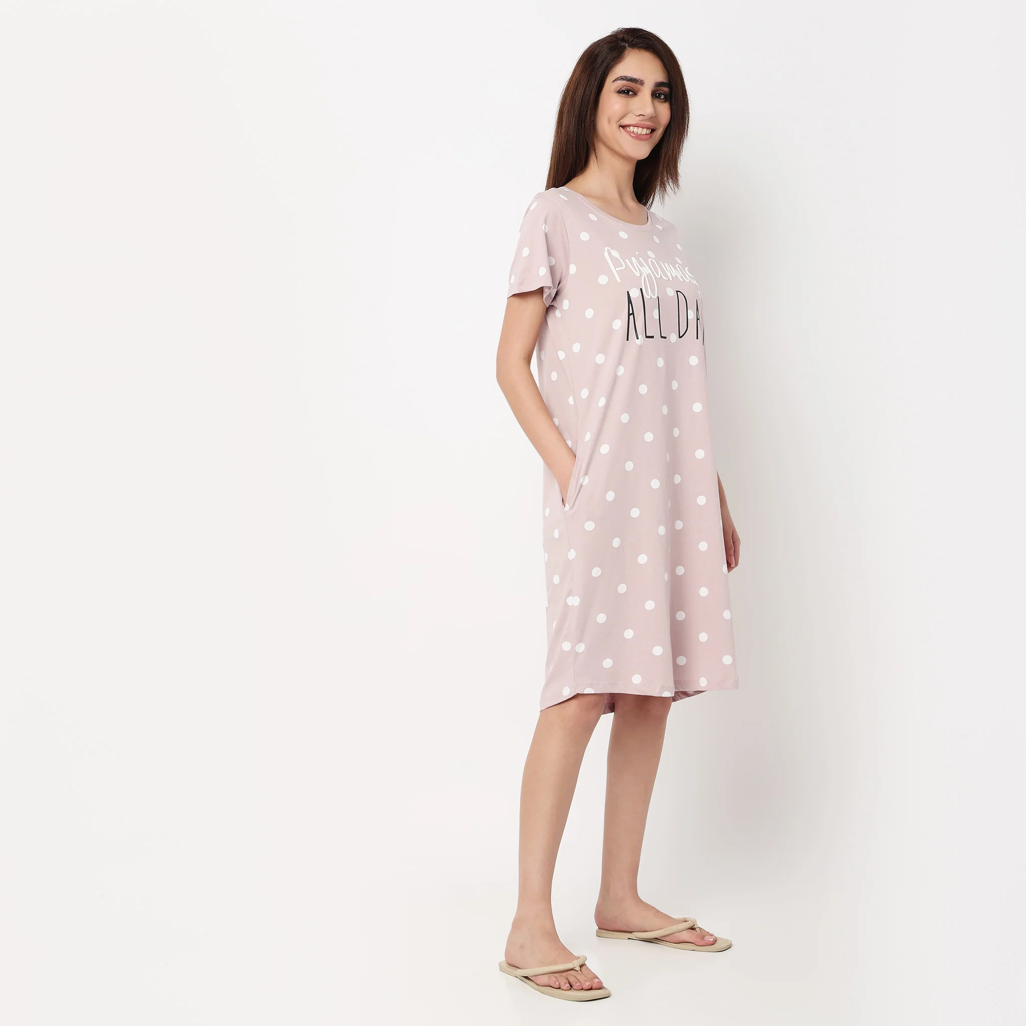 Cotton Printed Knee Length Gown - Image 5