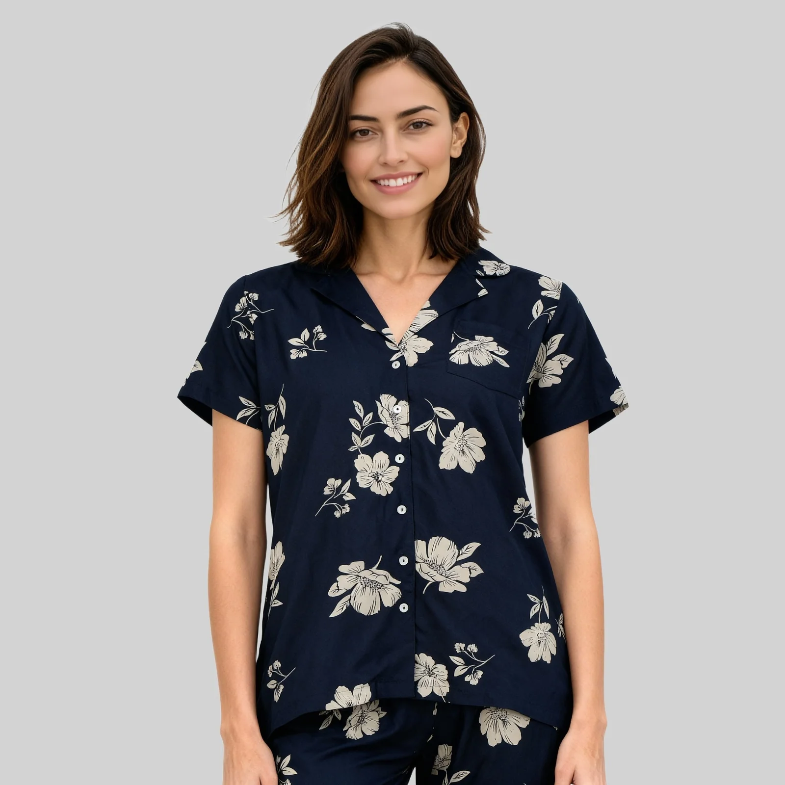 Cotton Printed Shirt with Pyjama Sleepwear Set - Image 2