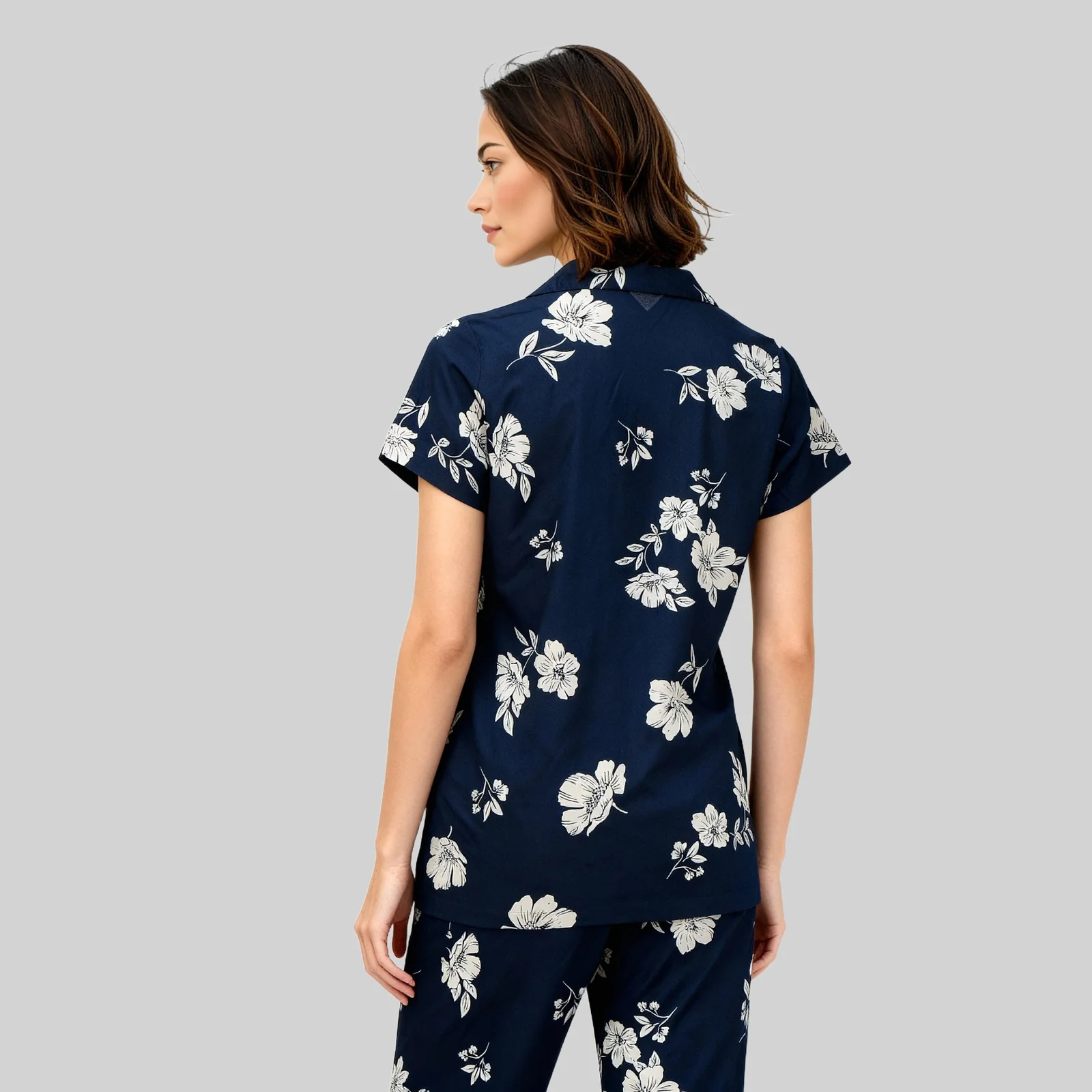 Cotton Printed Shirt with Pyjama Sleepwear Set - Image 3