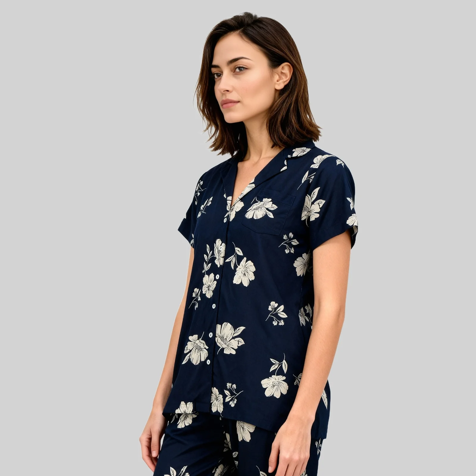 Cotton Printed Shirt with Pyjama Sleepwear Set - Image 5