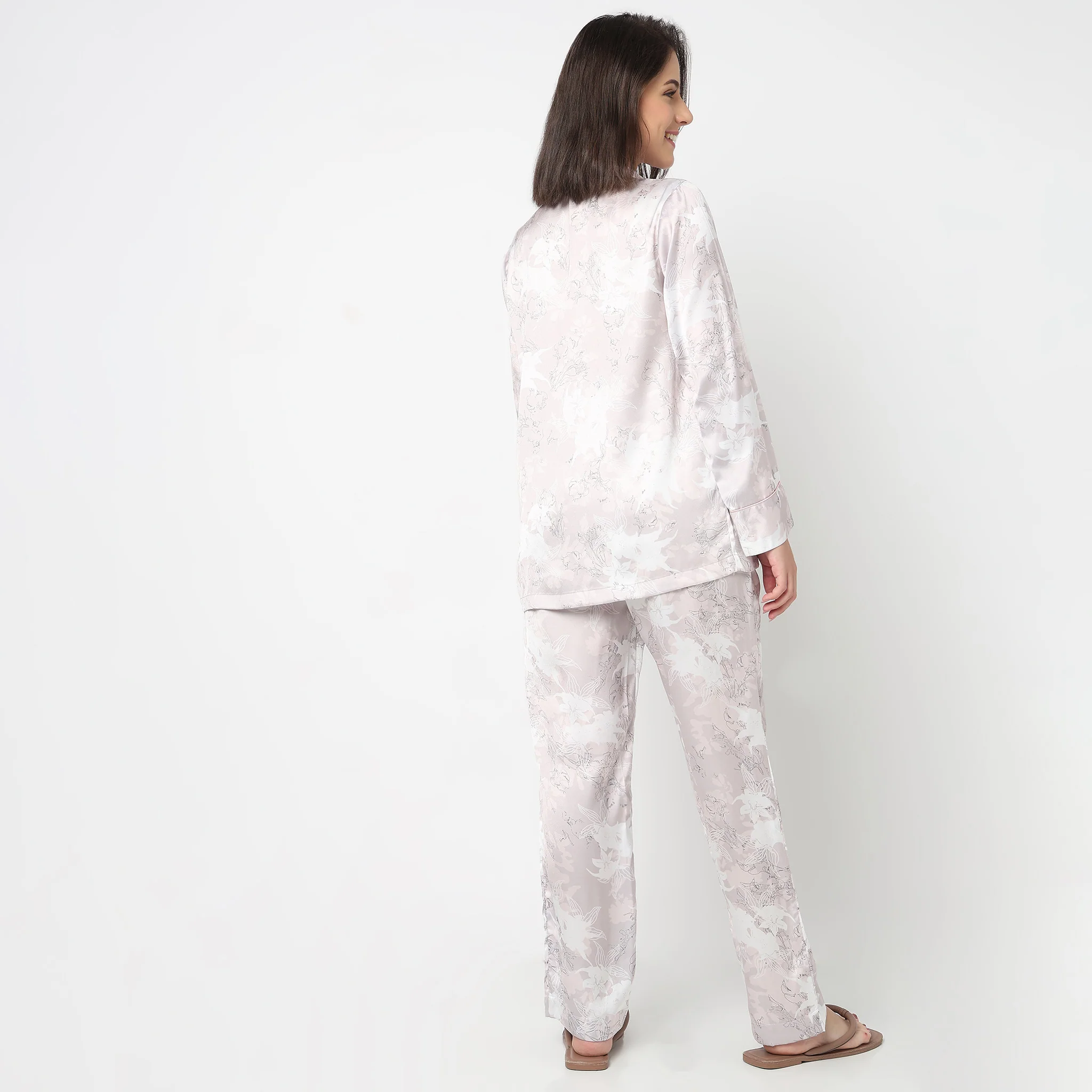 Cotton Printed Shirt with Pyjama Sleepwear Set - Image 3