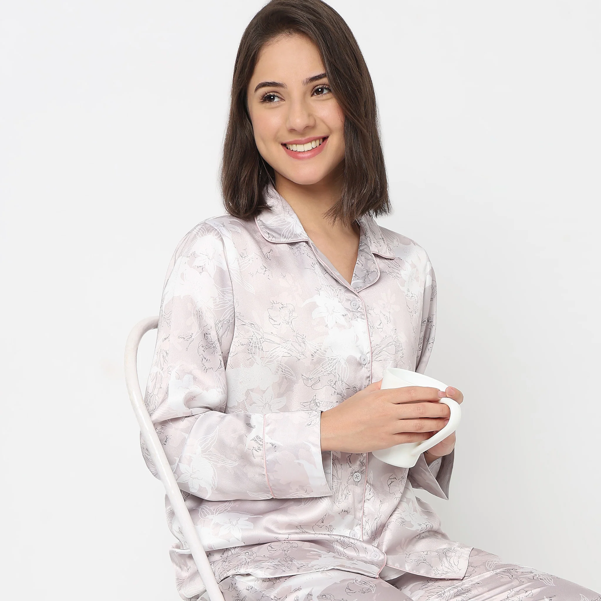 Cotton Printed Shirt with Pyjama Sleepwear Set - Image 4