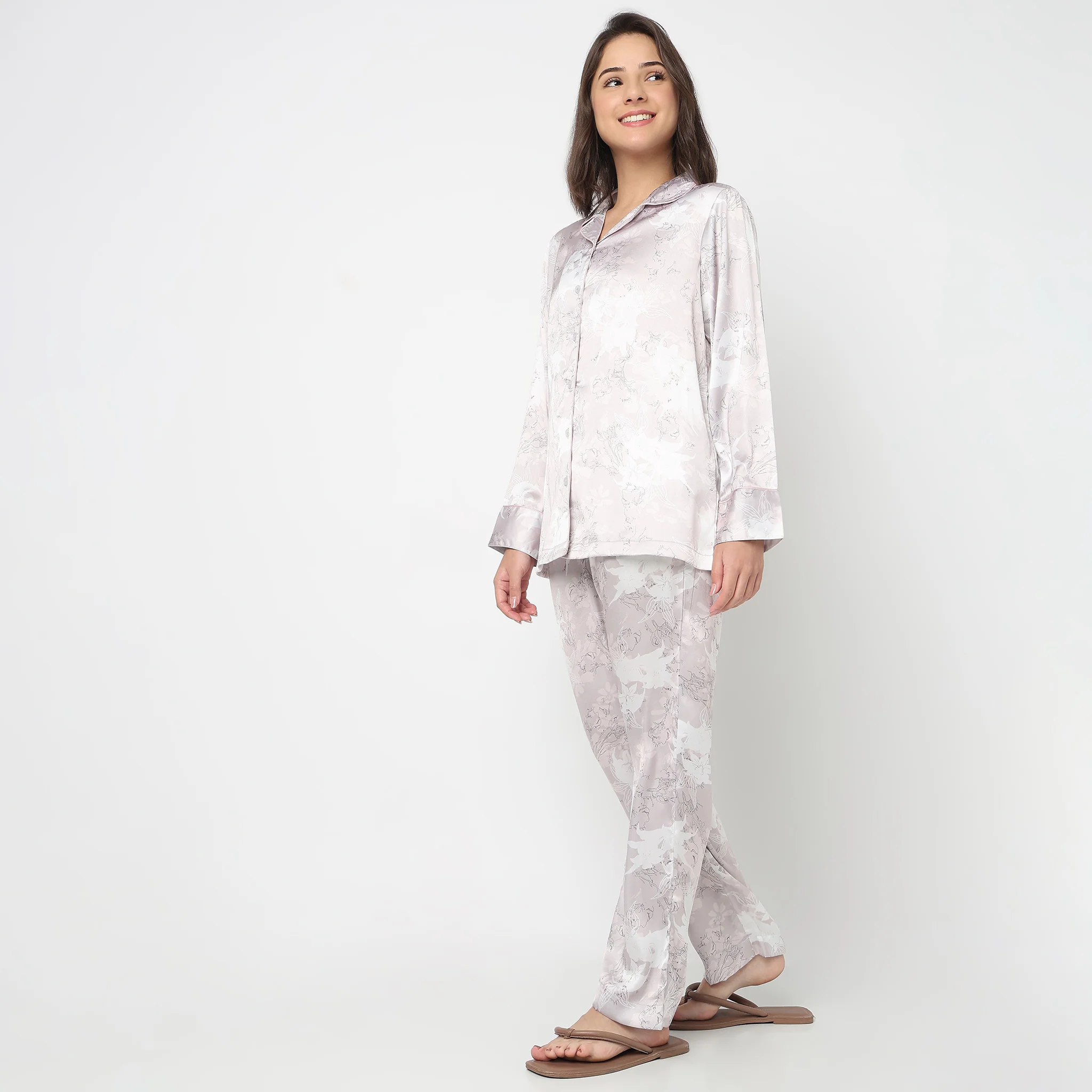 Cotton Printed Shirt with Pyjama Sleepwear Set - Image 5
