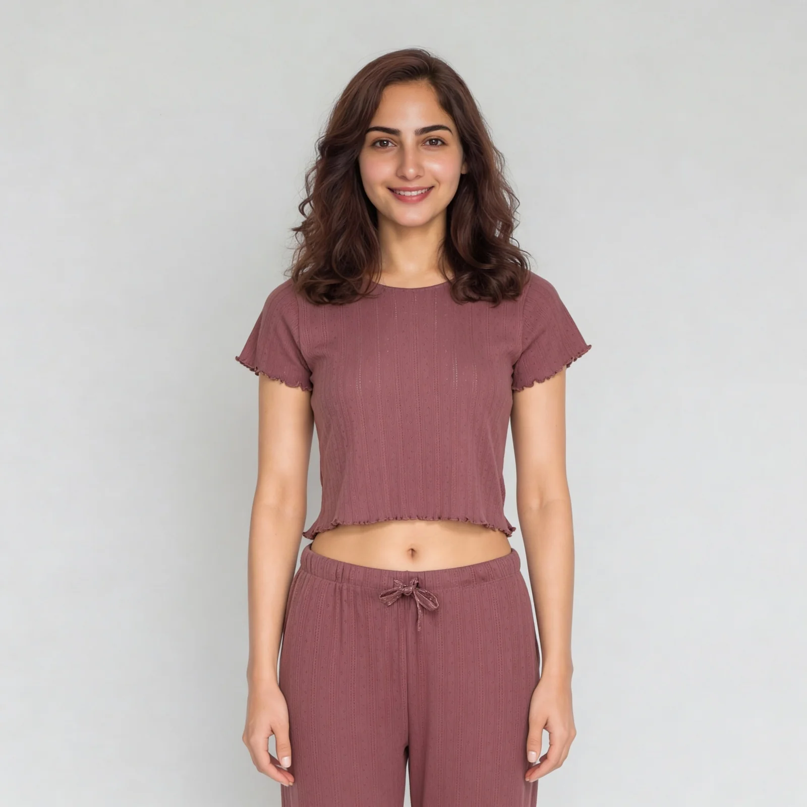 Cotton Textured Cop Top with Pyjama Sleepwear Set - Image 3