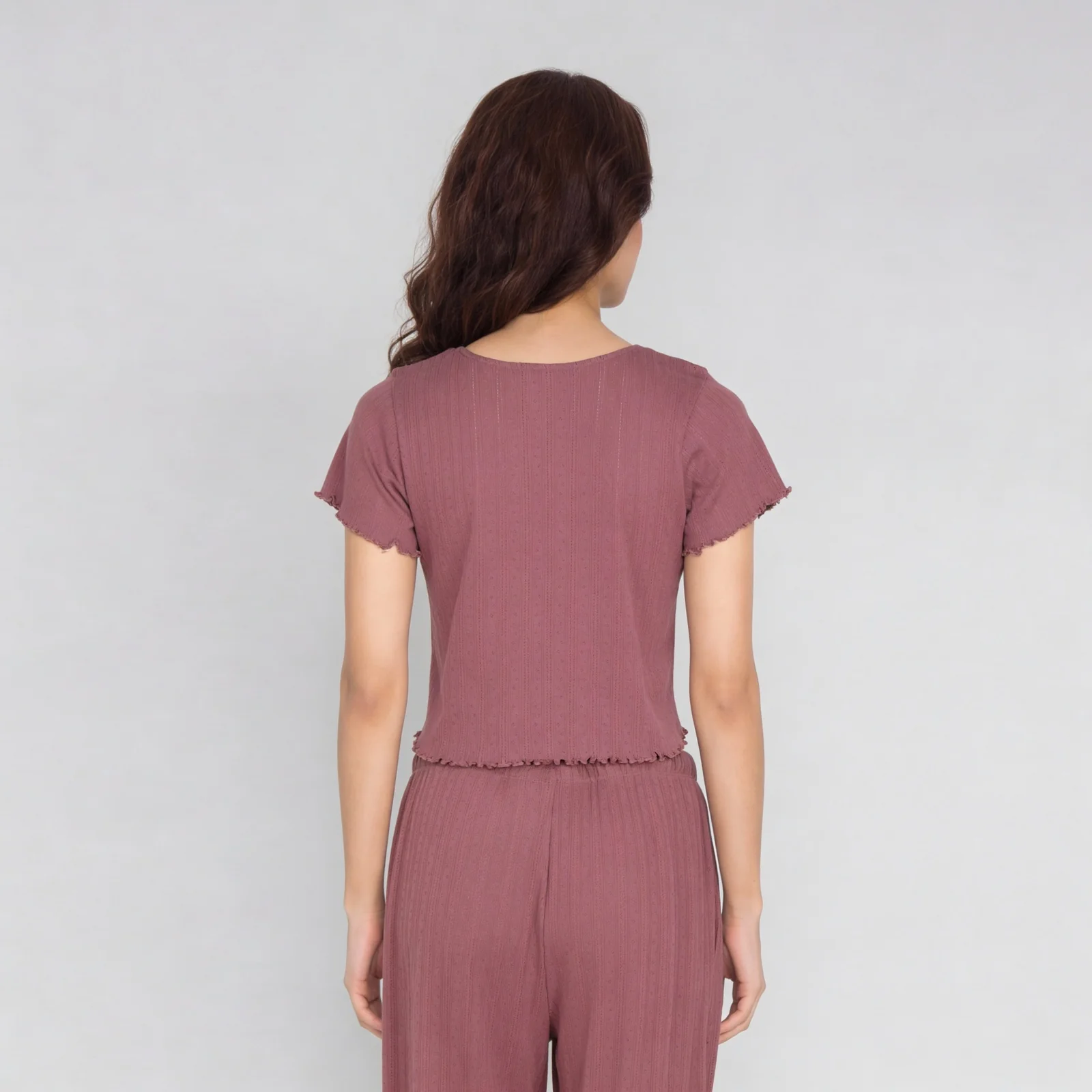 Cotton Textured Cop Top with Pyjama Sleepwear Set - Image 4