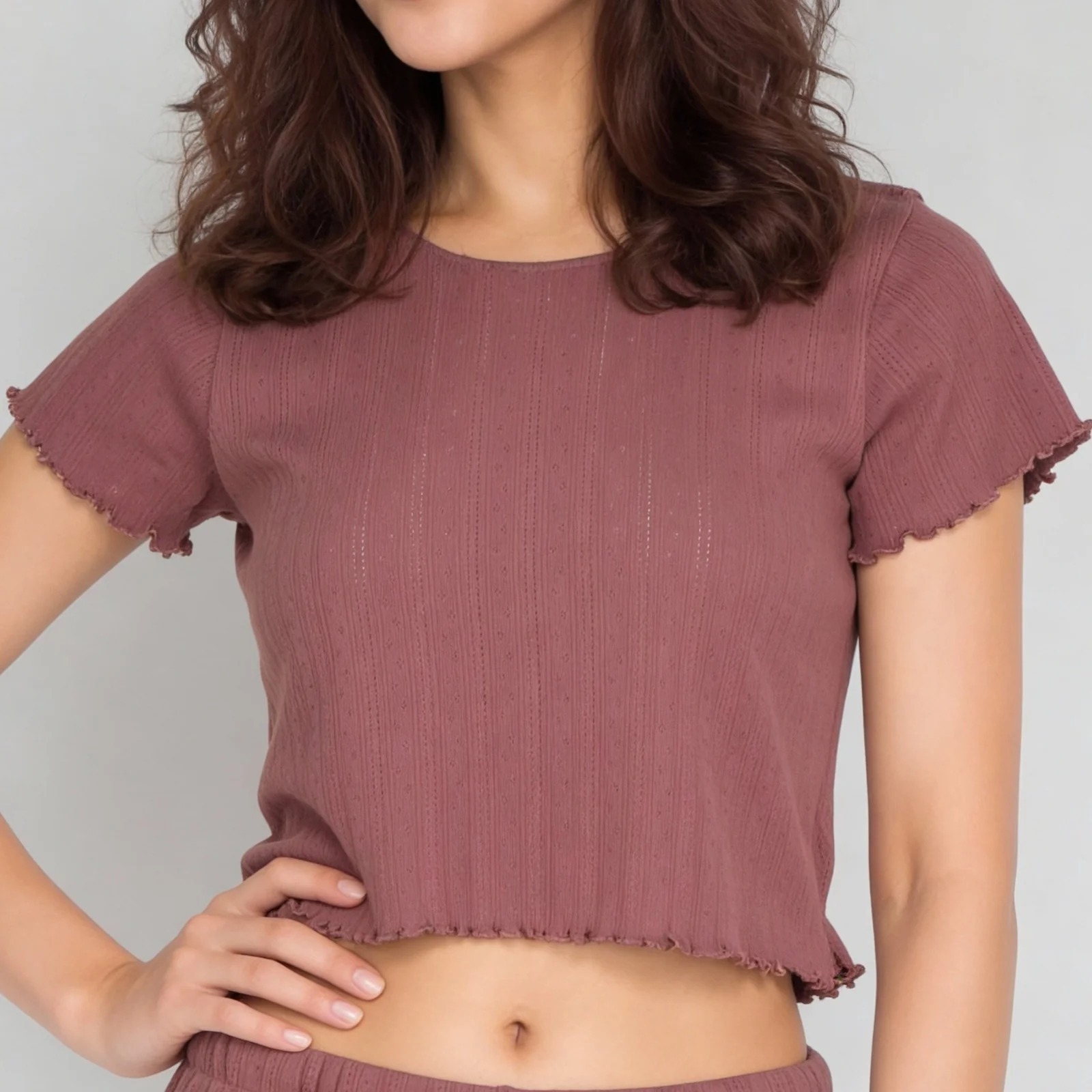 Cotton Textured Cop Top with Pyjama Sleepwear Set - Image 5