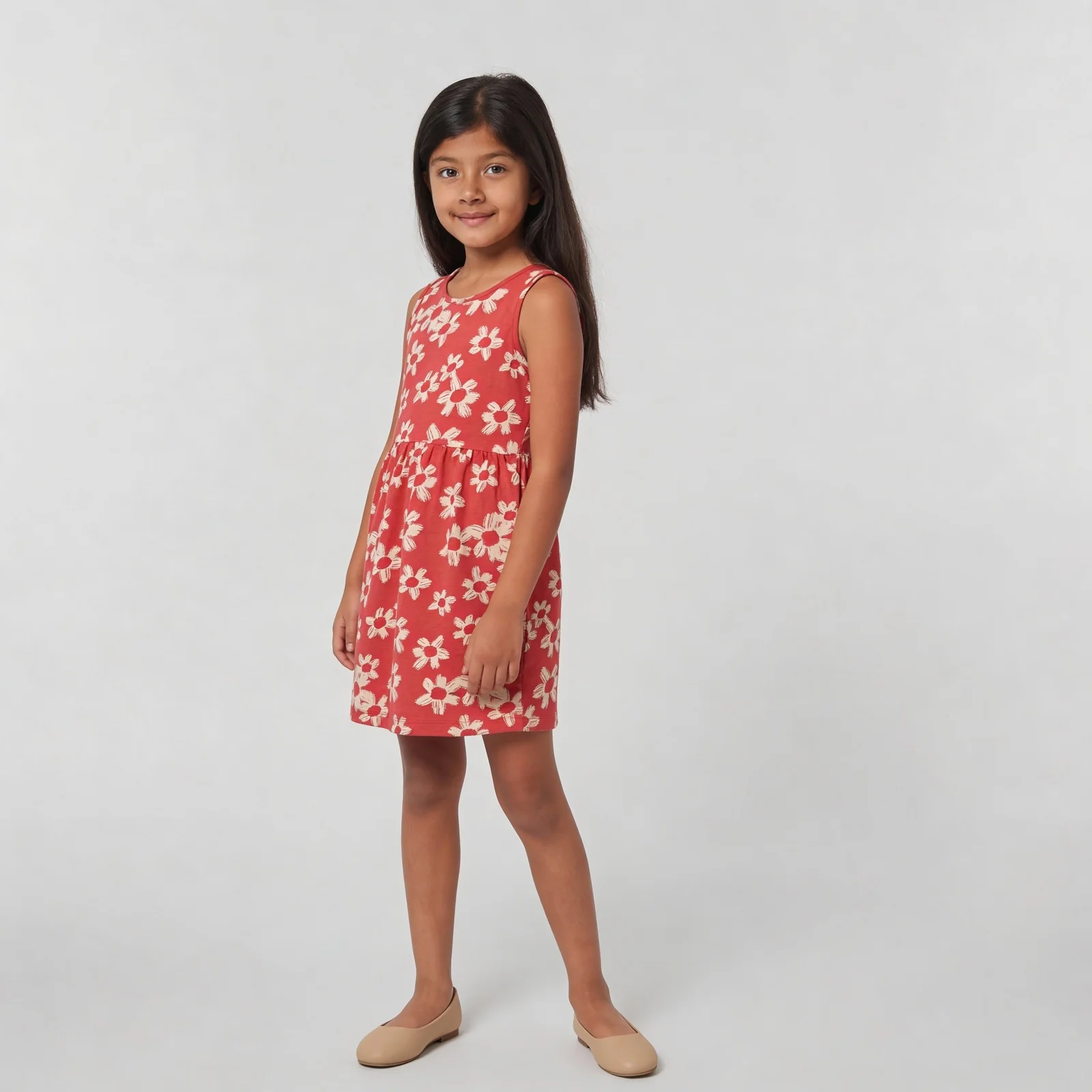 Girls Cotton Floral Sleeveless Frock