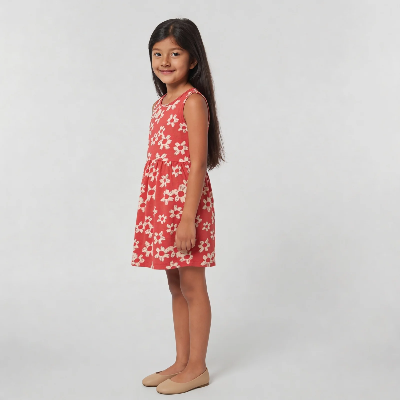 Girls Cotton Floral Sleeveless Frock - Image 5