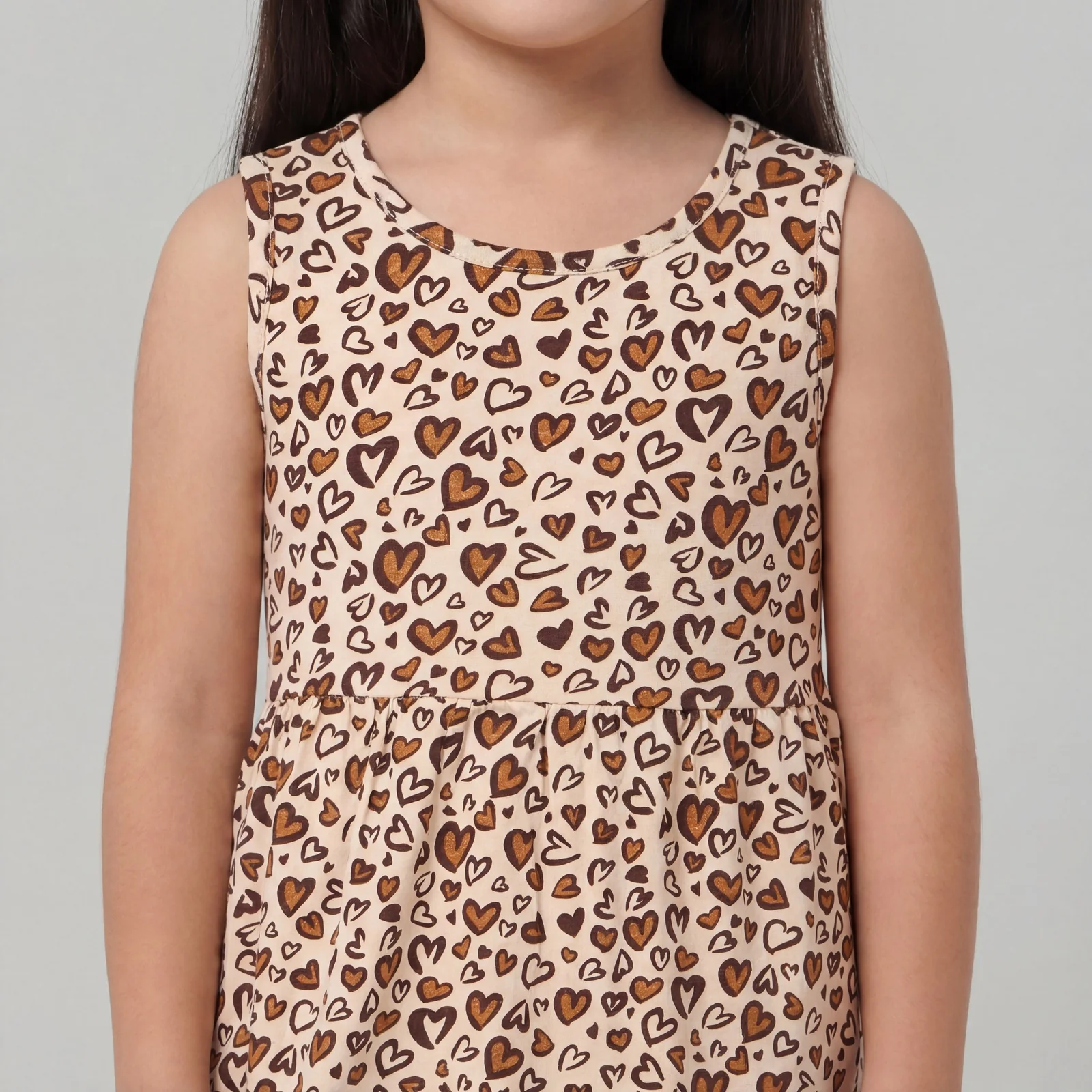 Girls Cotton Printed Sleeveless Frock - Image 3