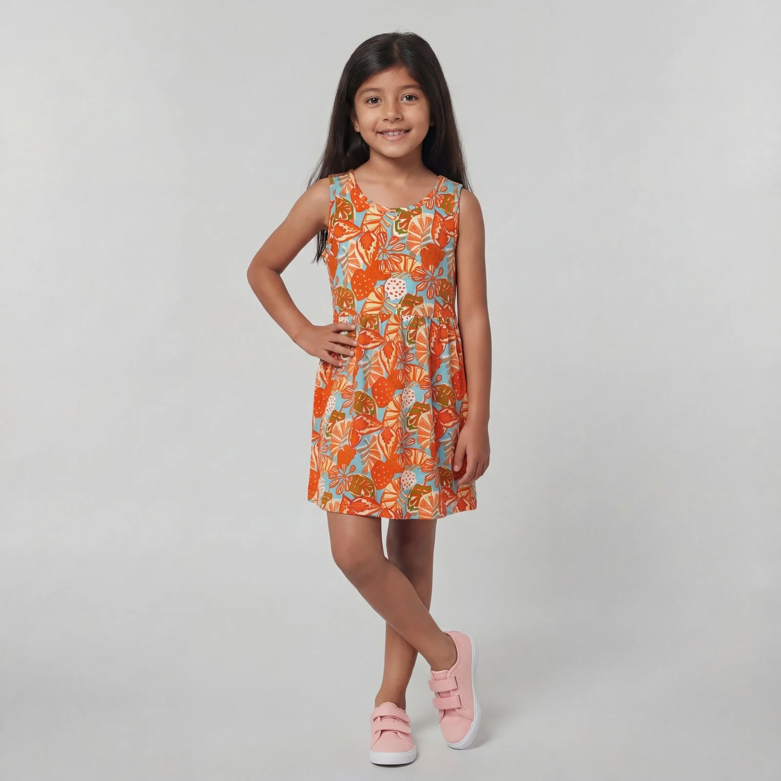 Girls Cotton Printed Sleeveless Frock