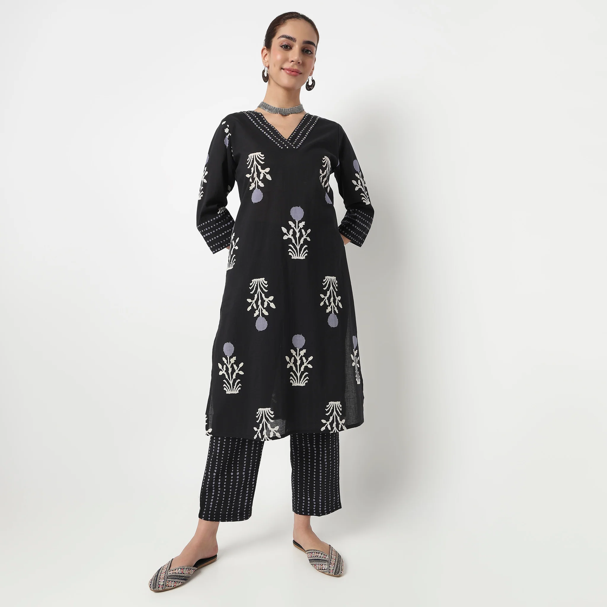 Cotton Printed Straight Pants