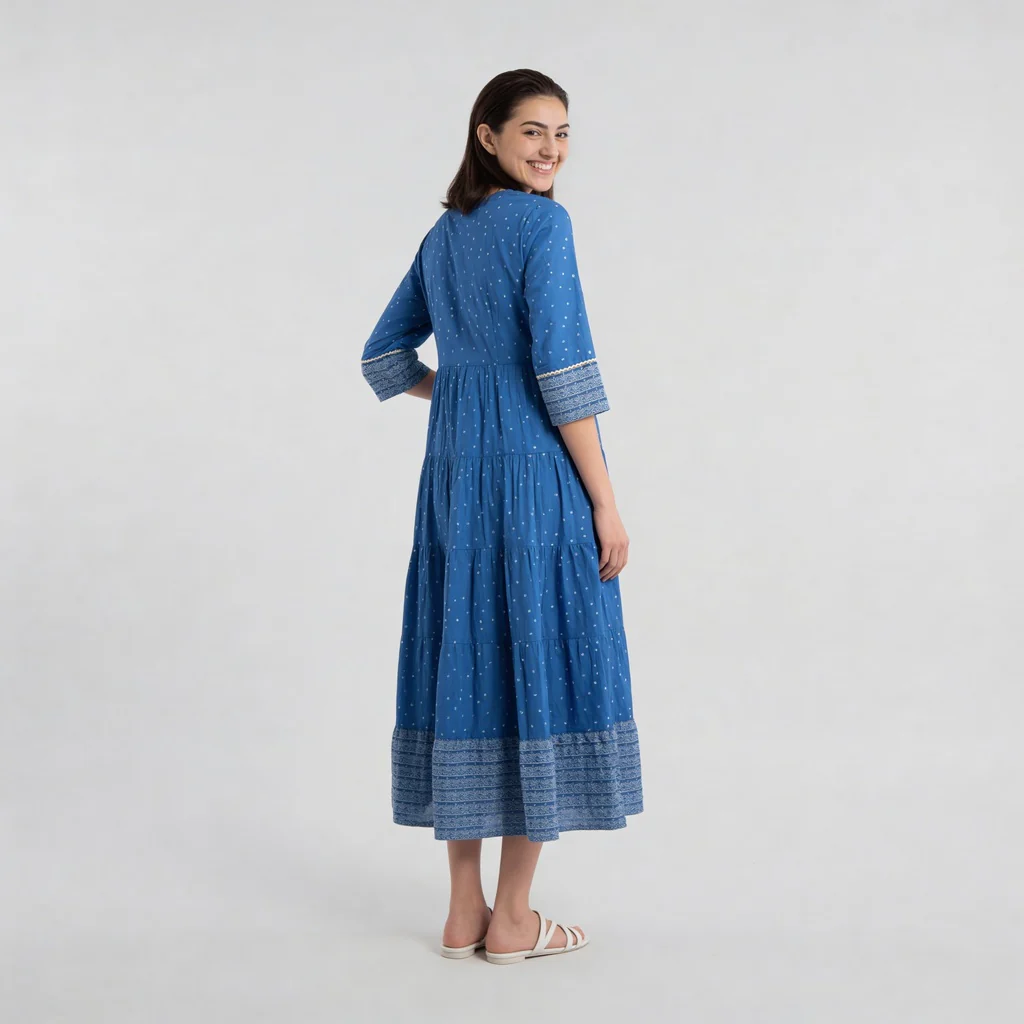 Cotton Printed Tired Jacket Style Kurta - Image 3