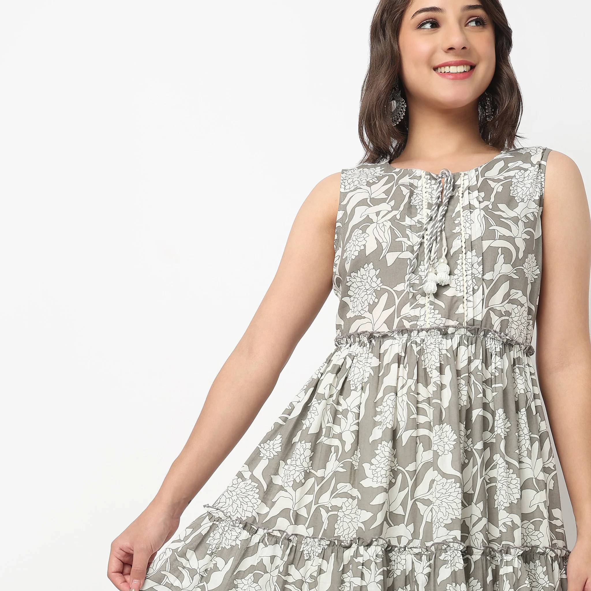 Cotton Printed Tired Kurta - Image 4
