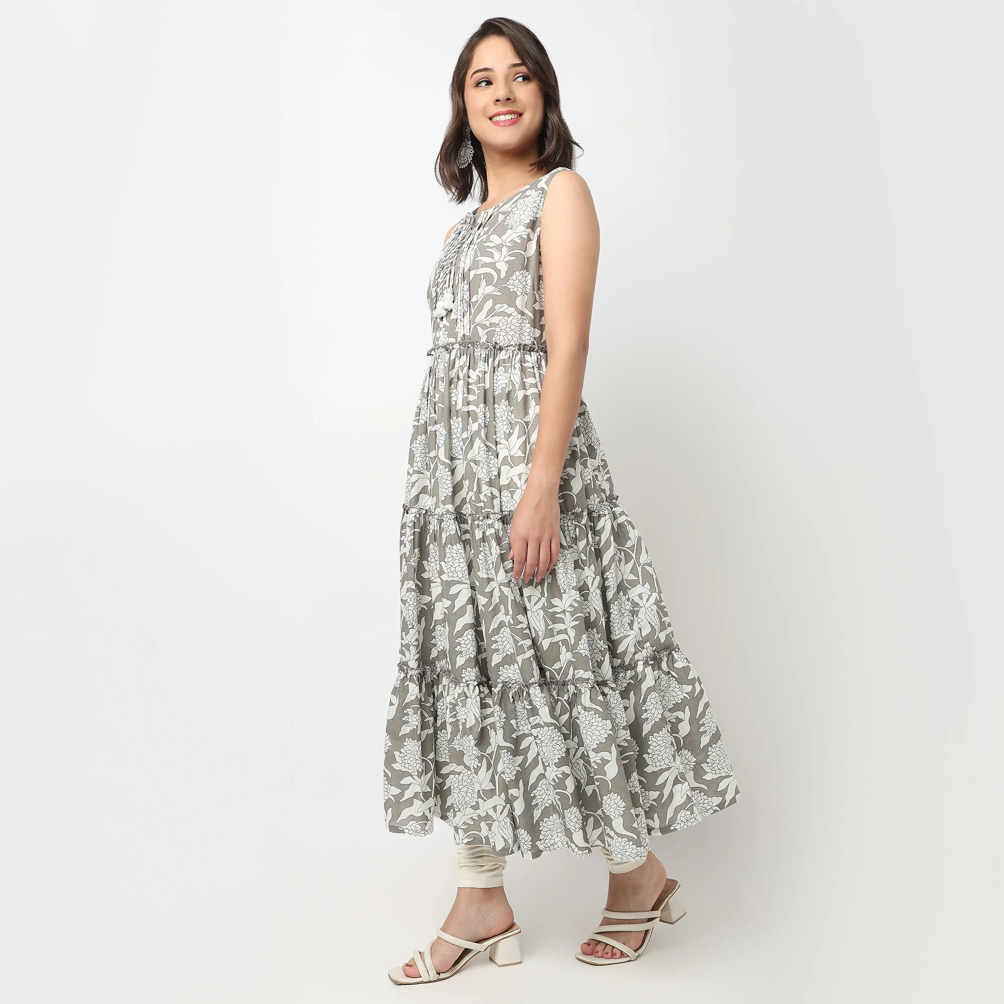Cotton Printed Tired Kurta - Image 5
