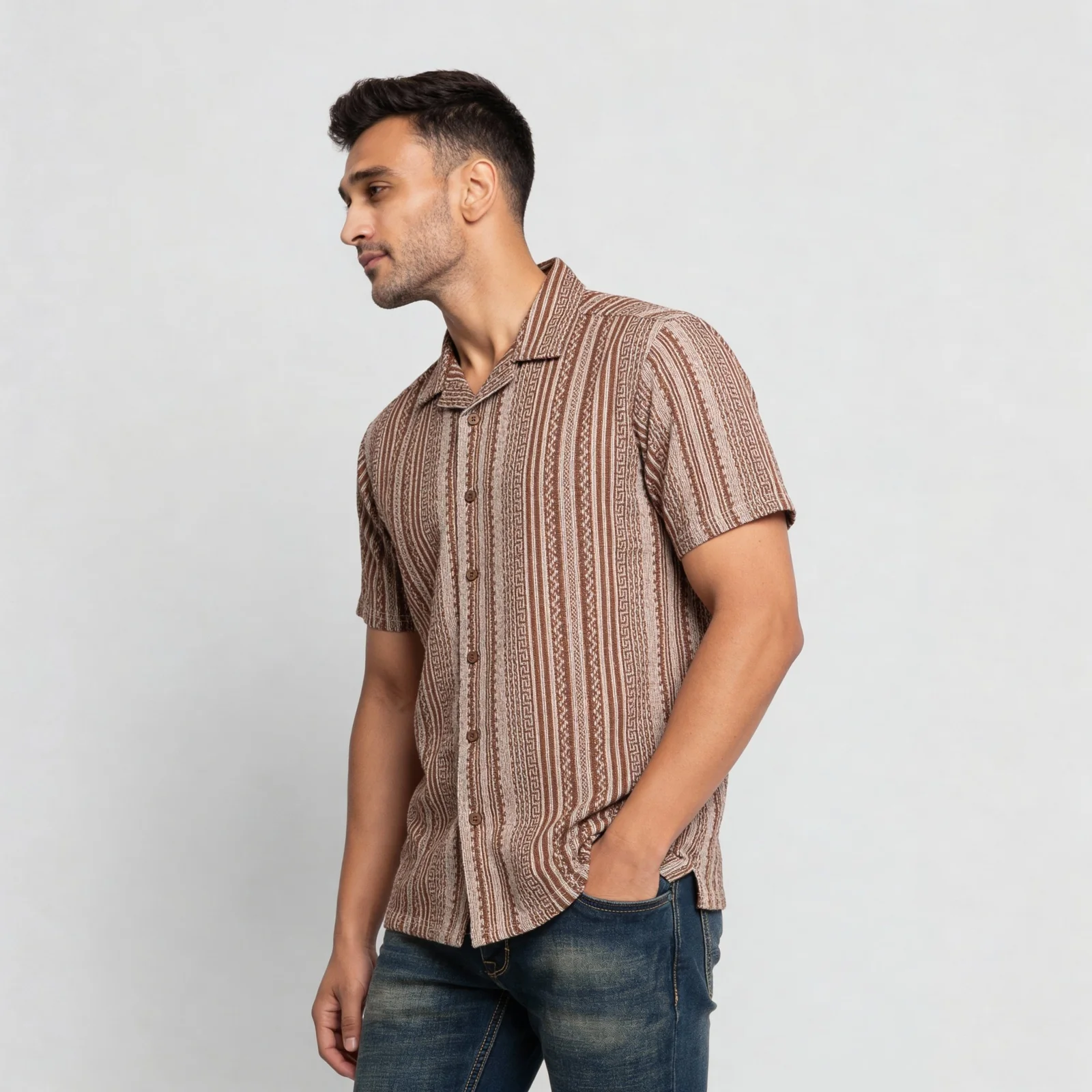 Cotton Printed Yarn Dyed Shirt - Image 5