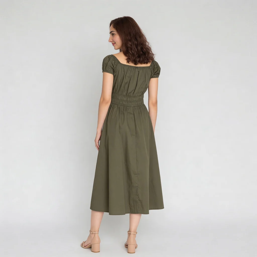 Cotton Puff Sleeve Dress - Image 3