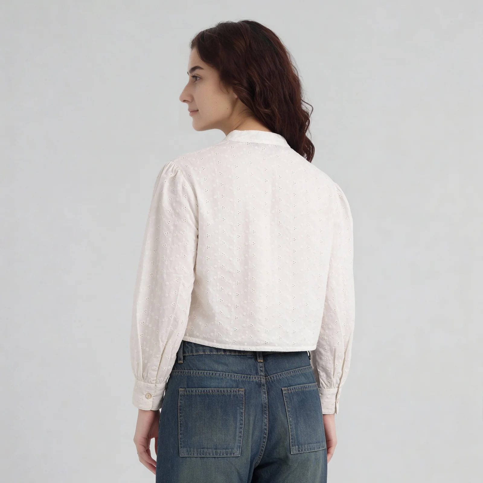 Cotton Schiffi Band Neck Shirt - Image 3