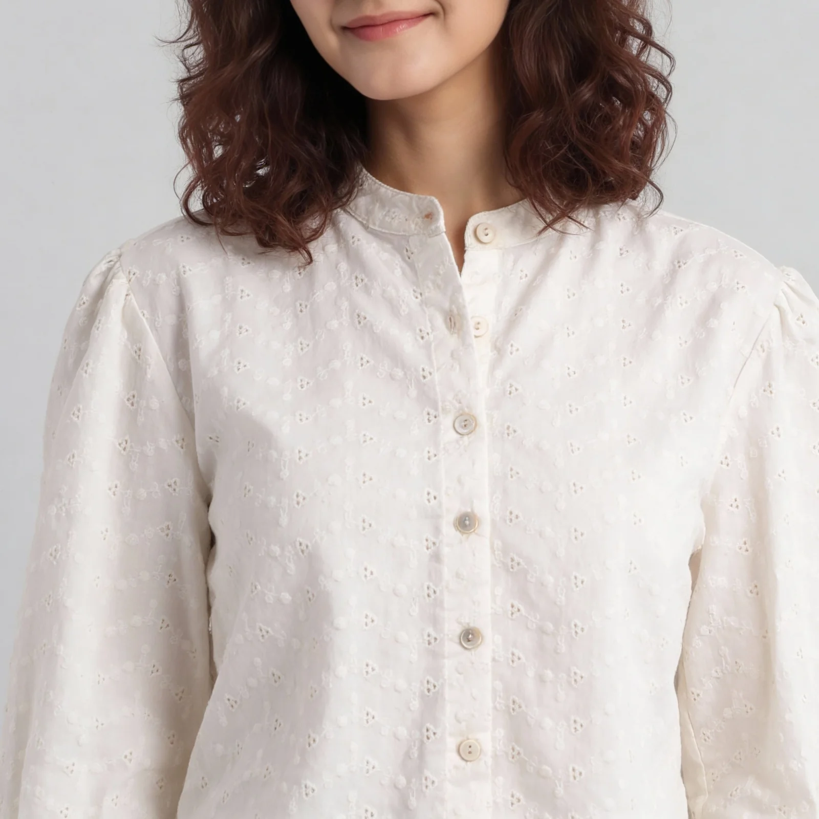 Cotton Schiffi Band Neck Shirt - Image 4