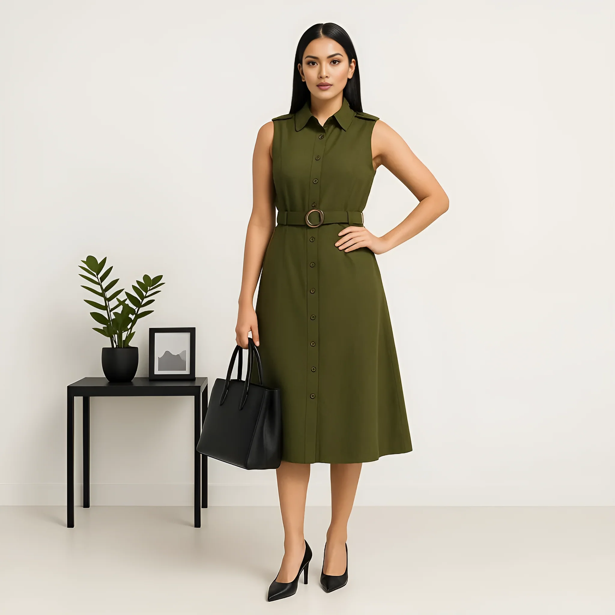 Cotton Sleeveless Shirt Dress