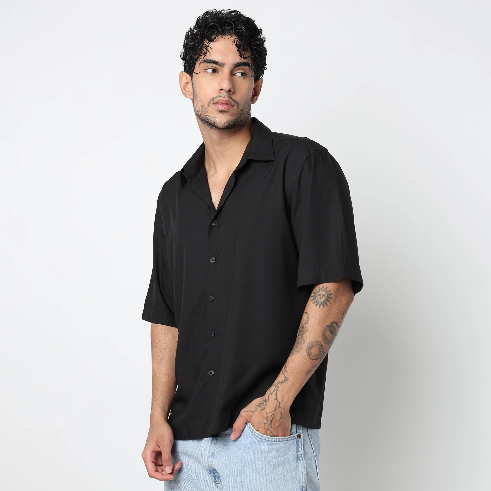 Cotton Solid Cuban Shirt - Image 5