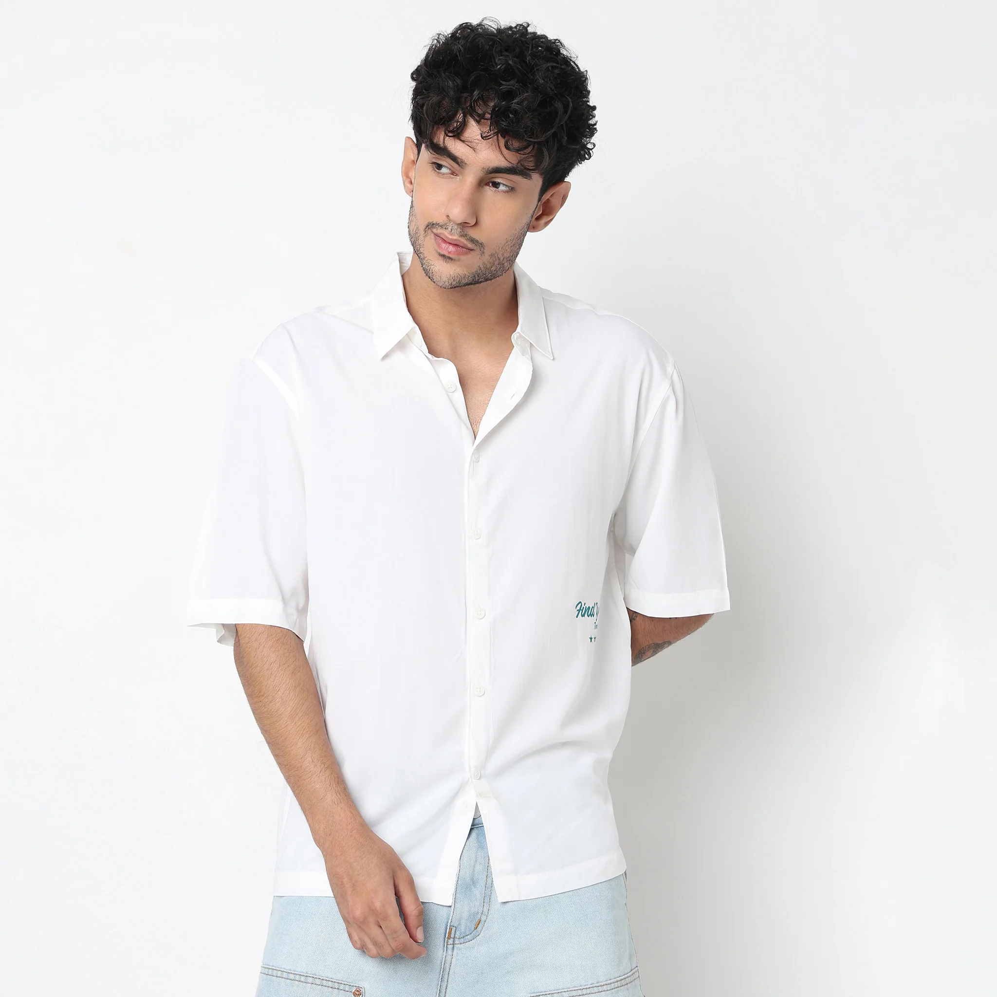 Cotton Solid Cuban Shirt - Image 2